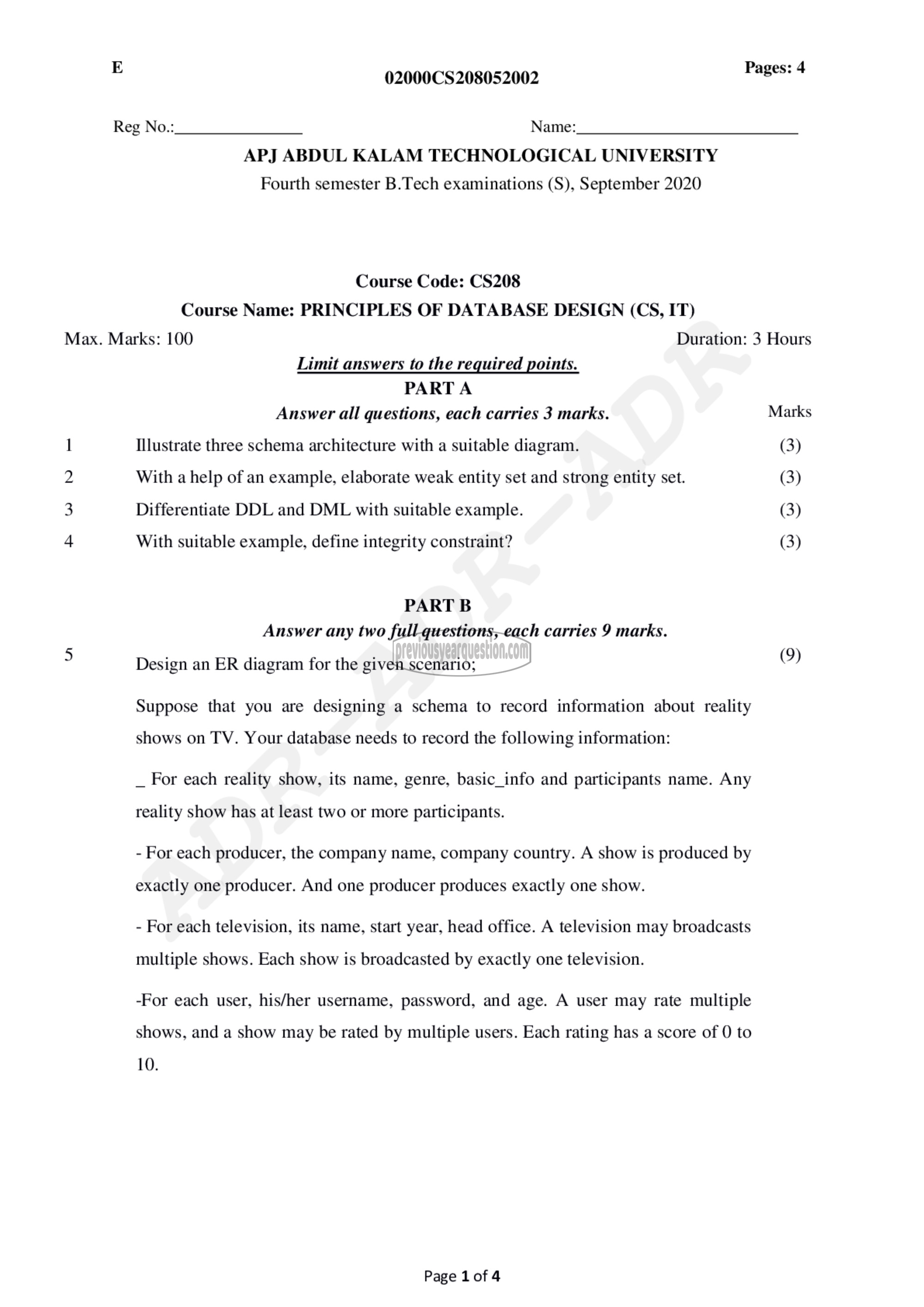 Question Paper - Principles of Database Design-1