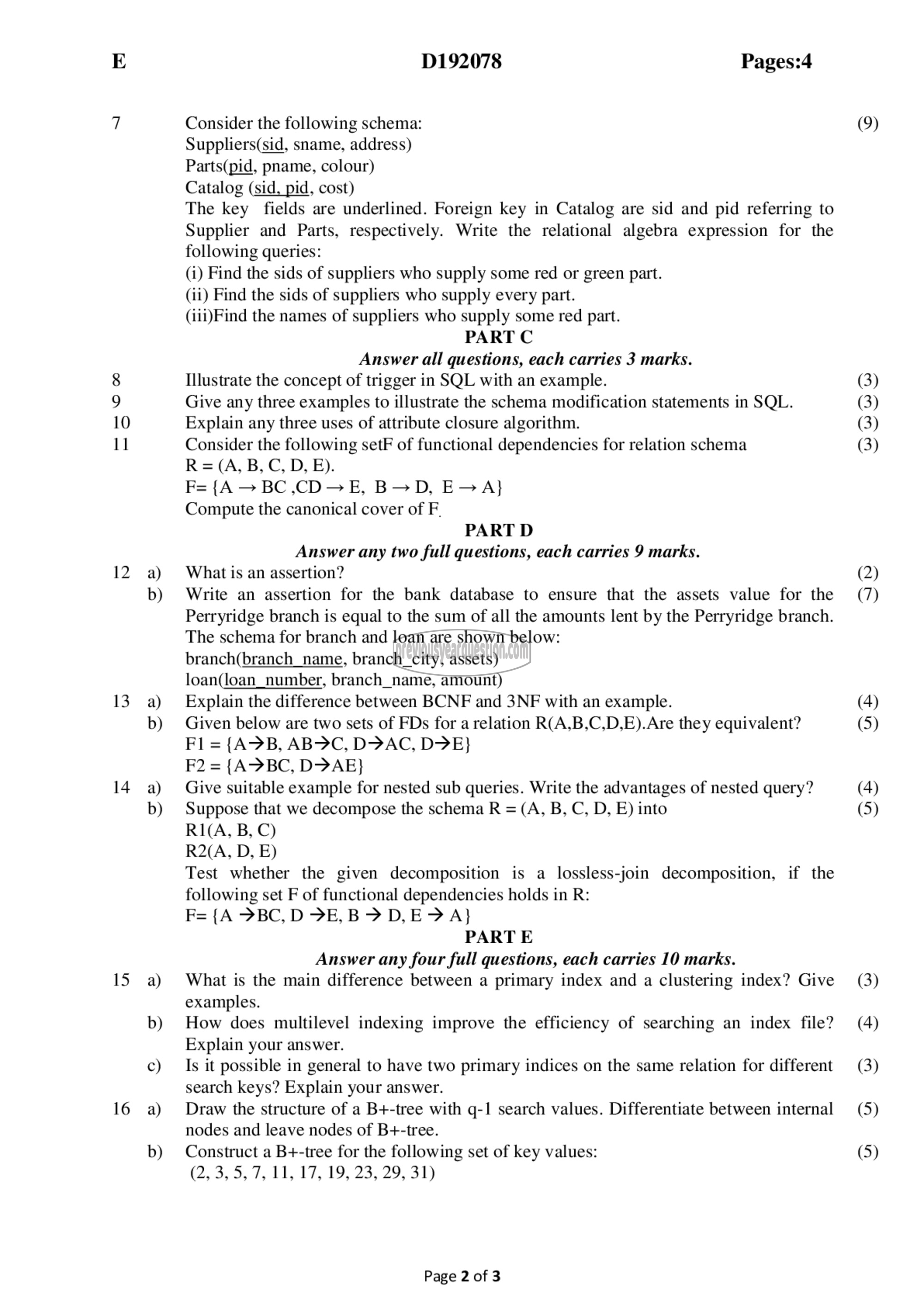 Question Paper - Principles of Database Design-2