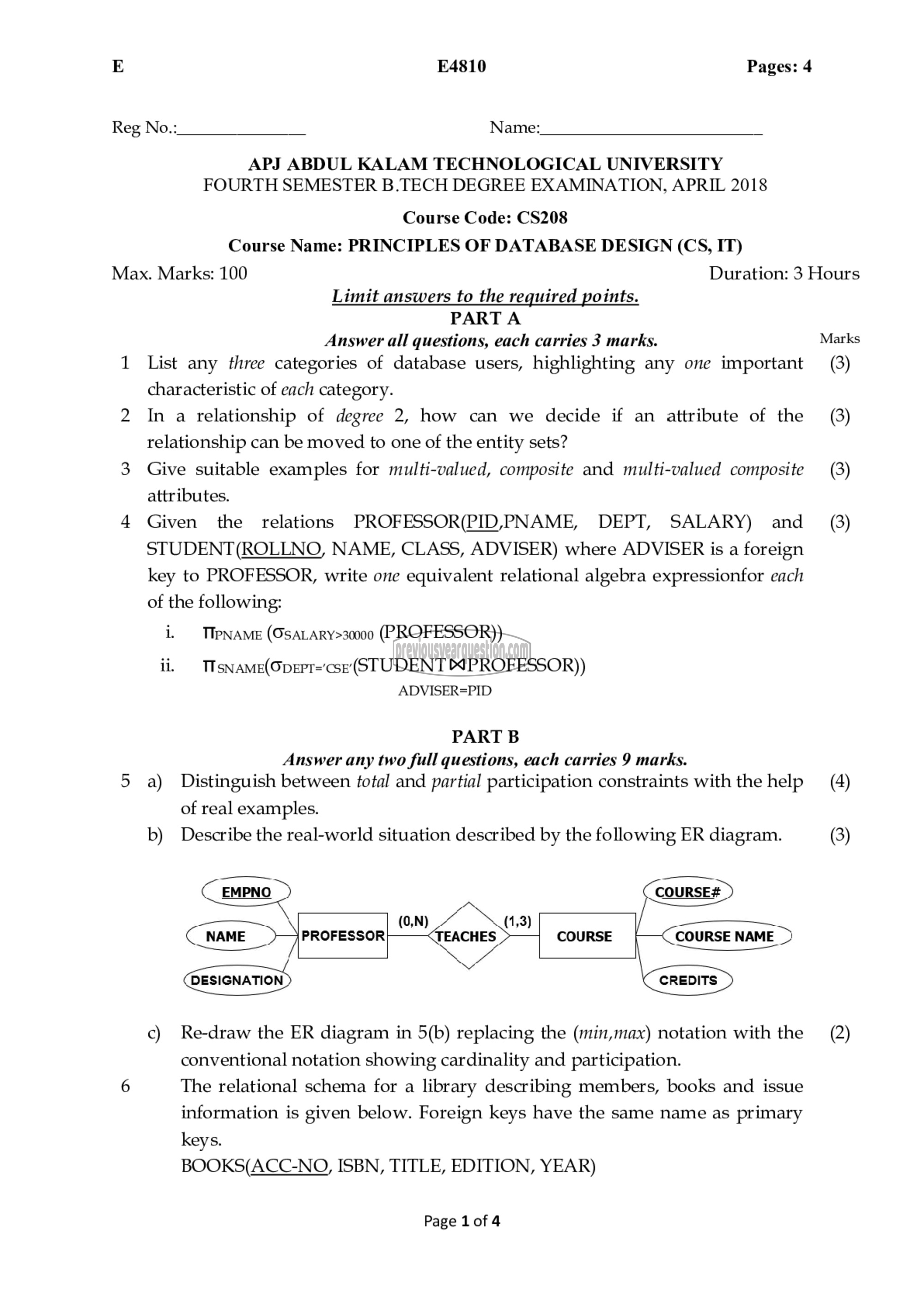 Question Paper - Principles of Database Design-1