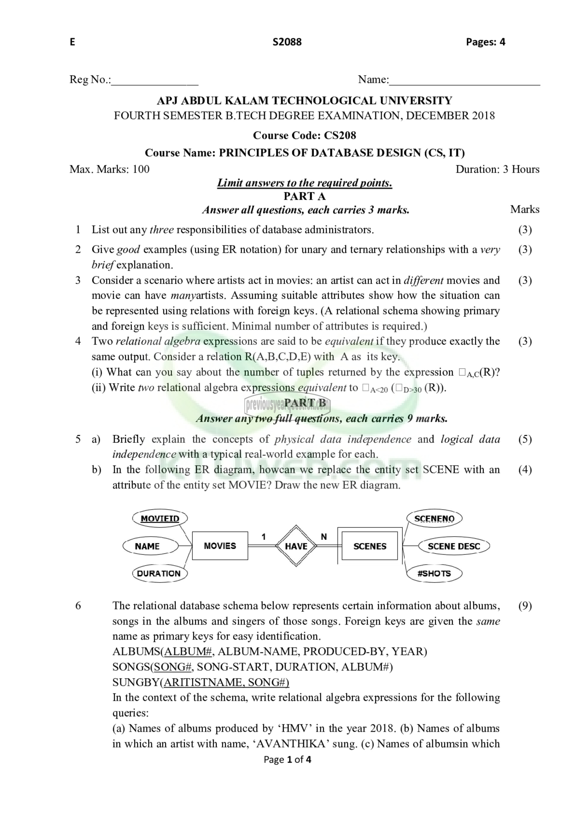 Question Paper - Principles of Database Design-1