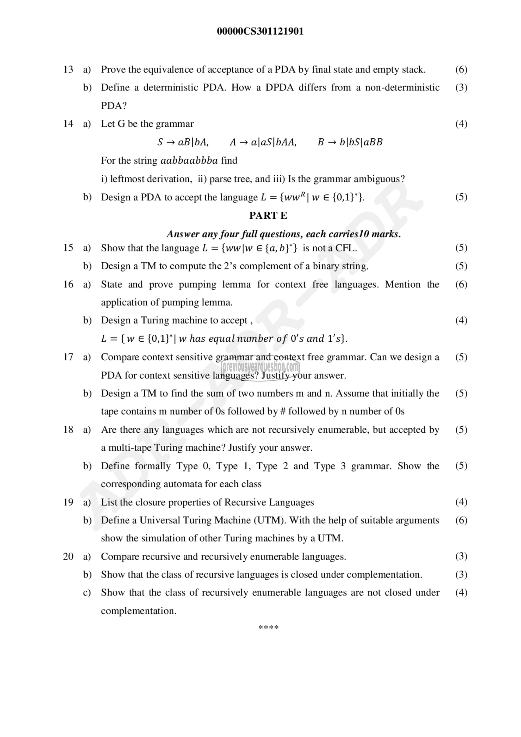 Question Paper - Theory of Computation-3