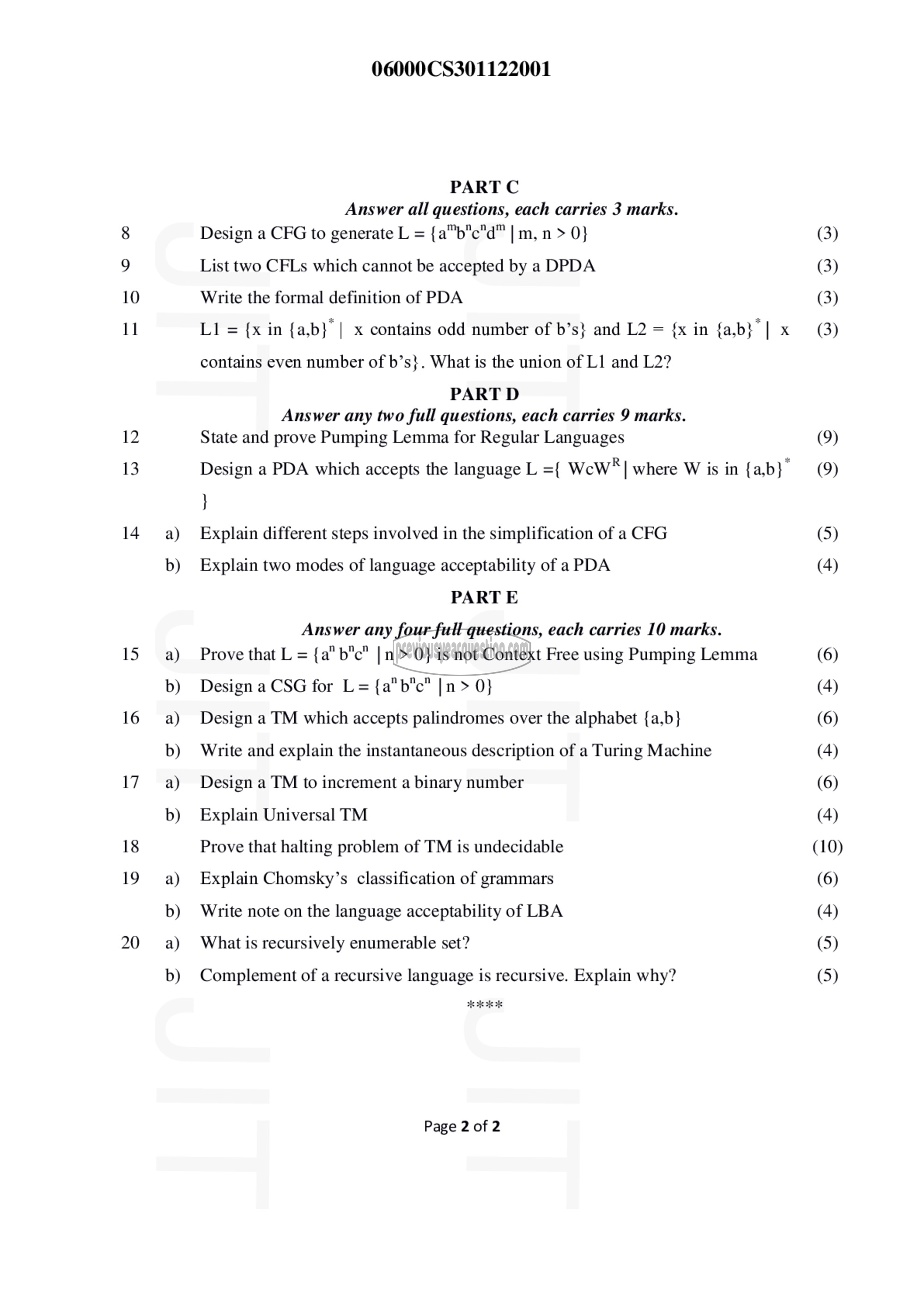 Question Paper - Theory of Computation-2