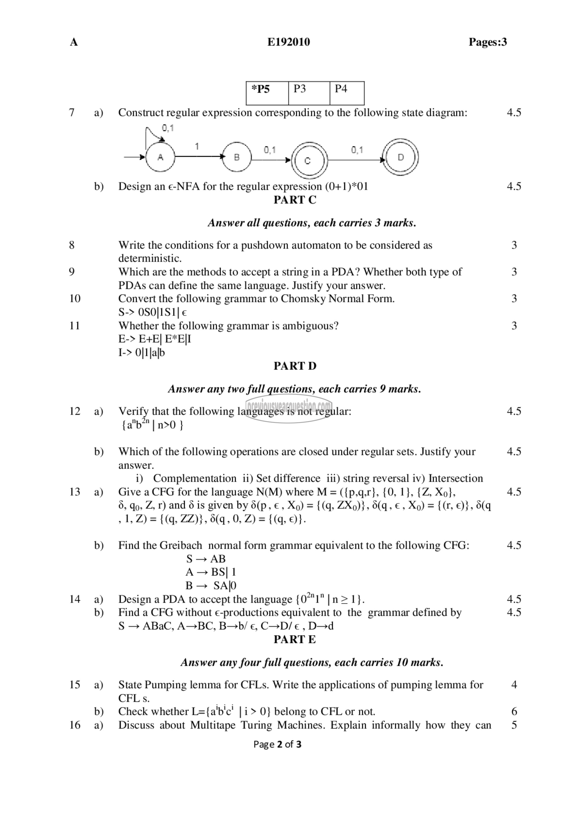 Question Paper - Theory of Computation-2