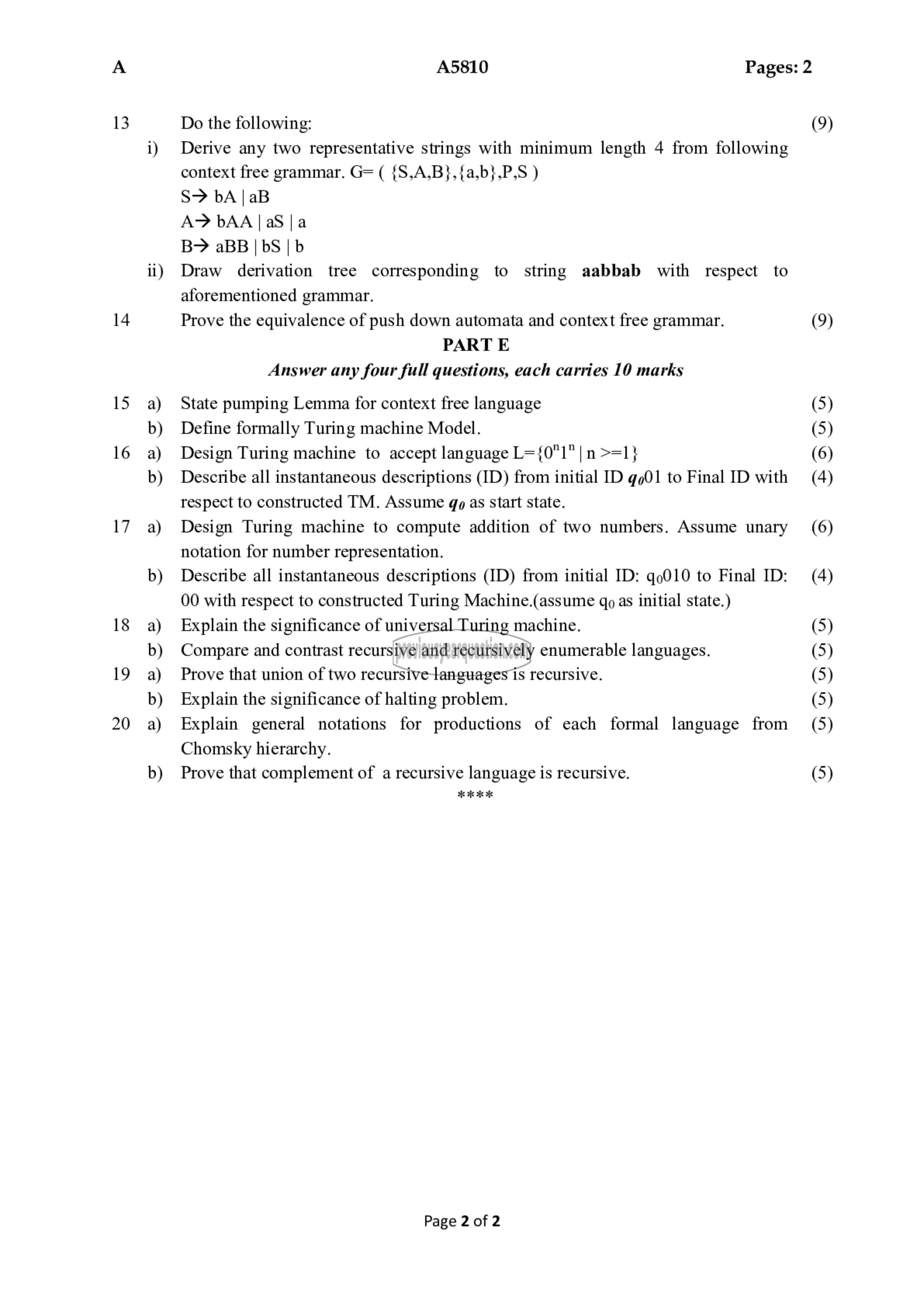 Question Paper - Theory of Computation-2