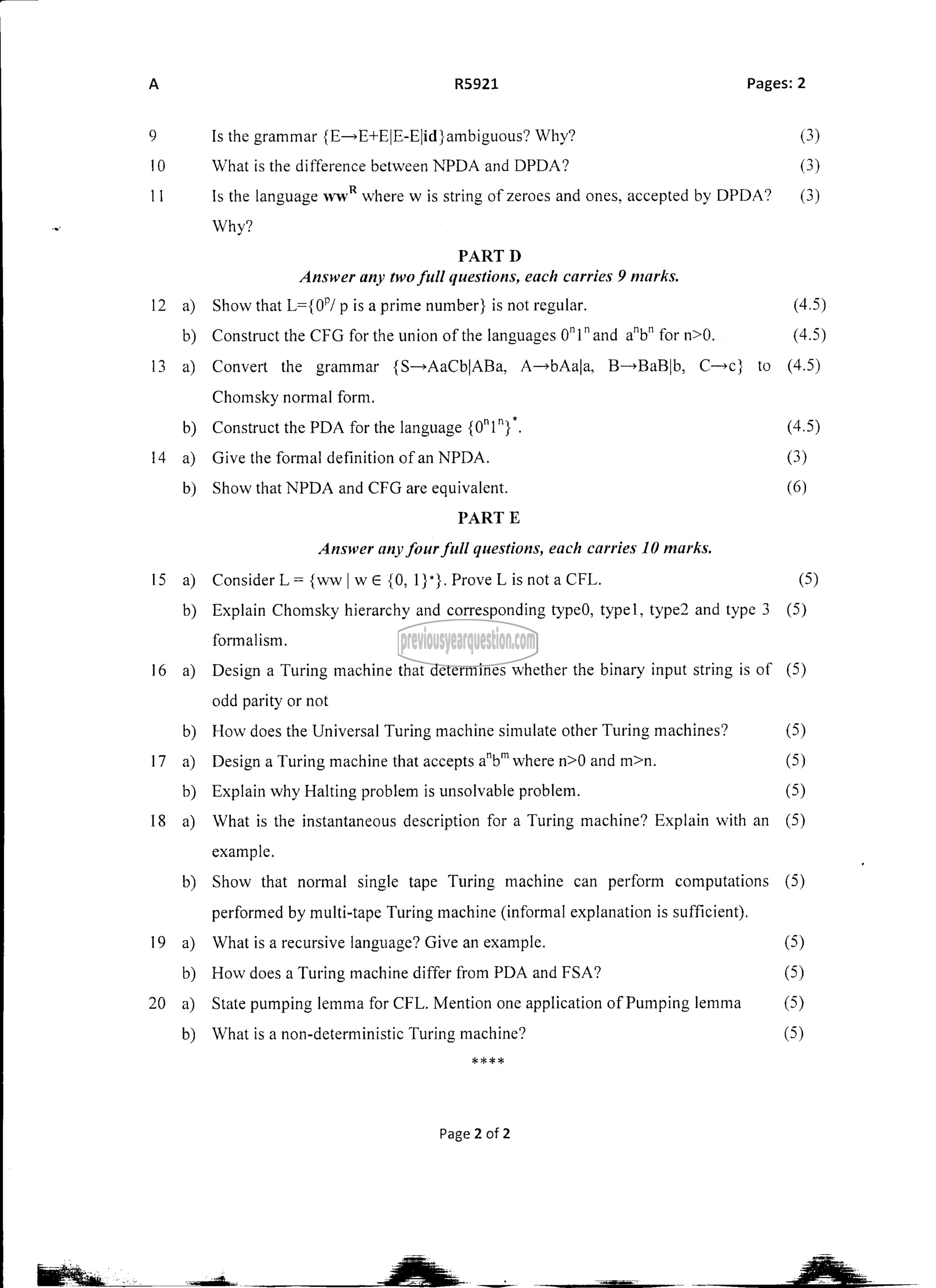 Question Paper - Theory of Computation-2