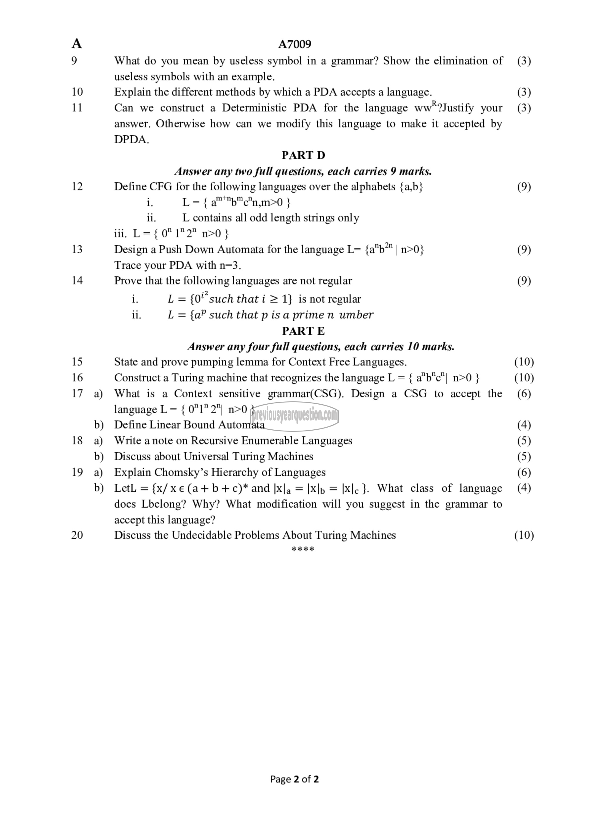 Question Paper - Theory of Computation-2