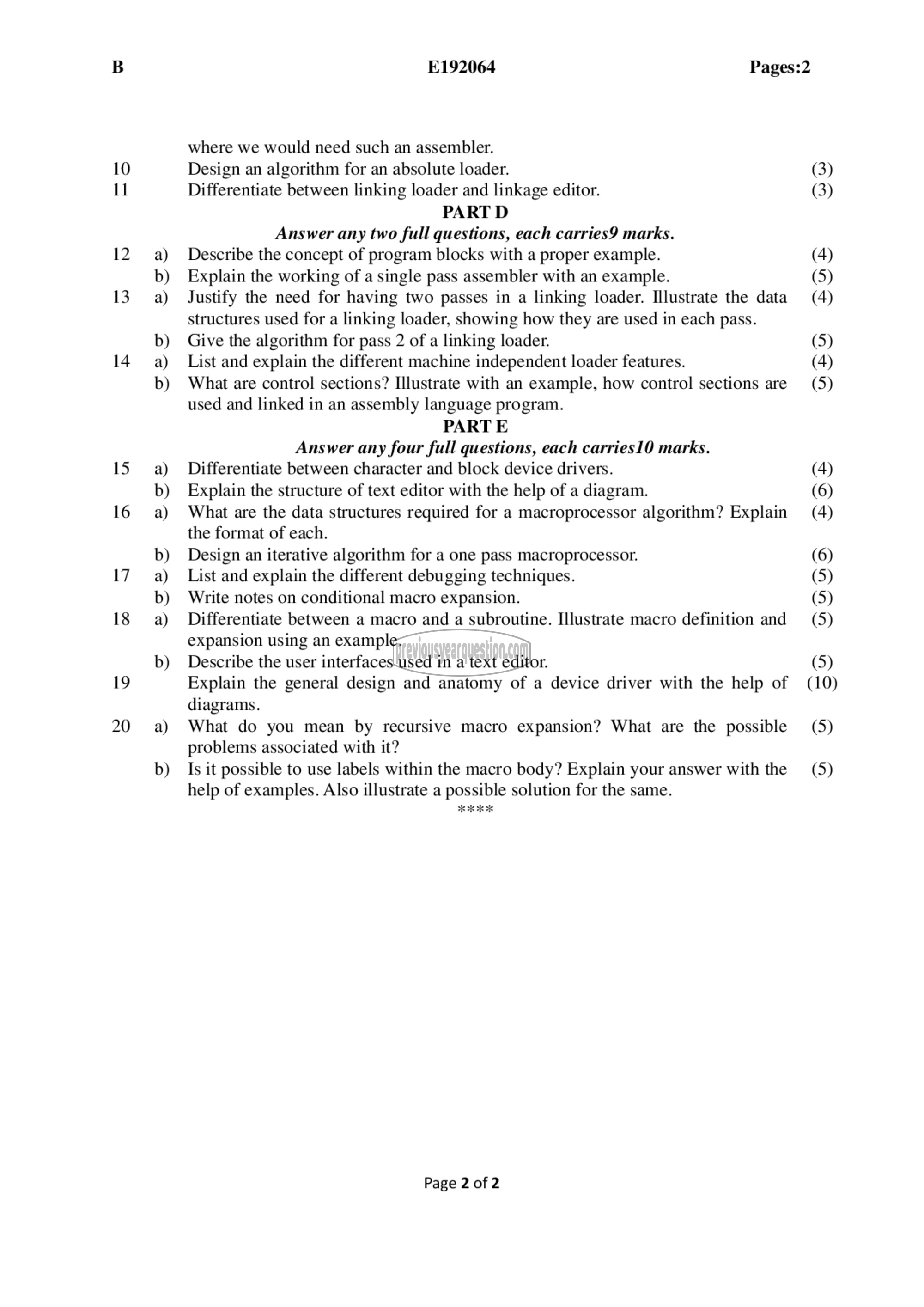 Question Paper - System Software-2