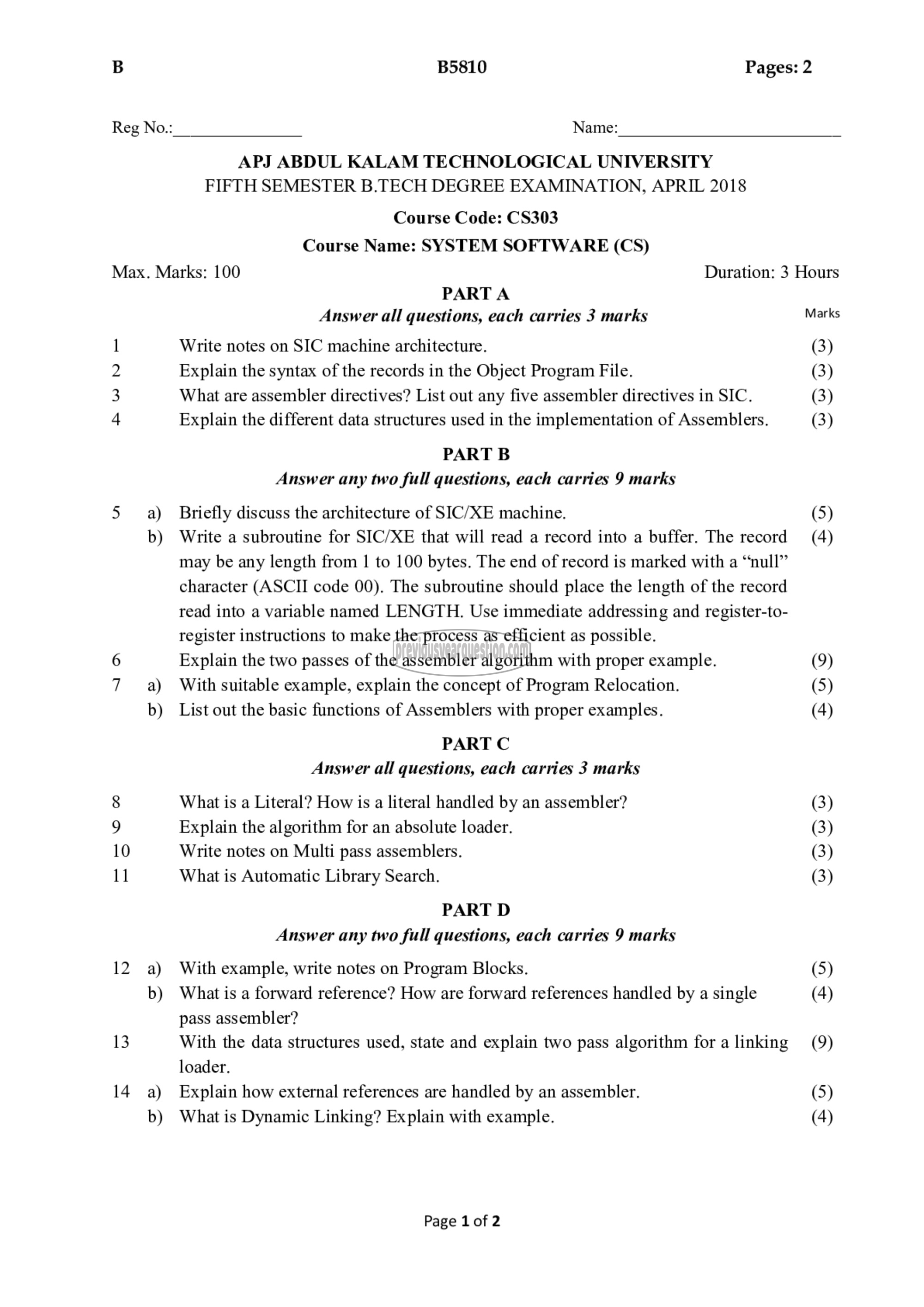 Question Paper - System Software-1