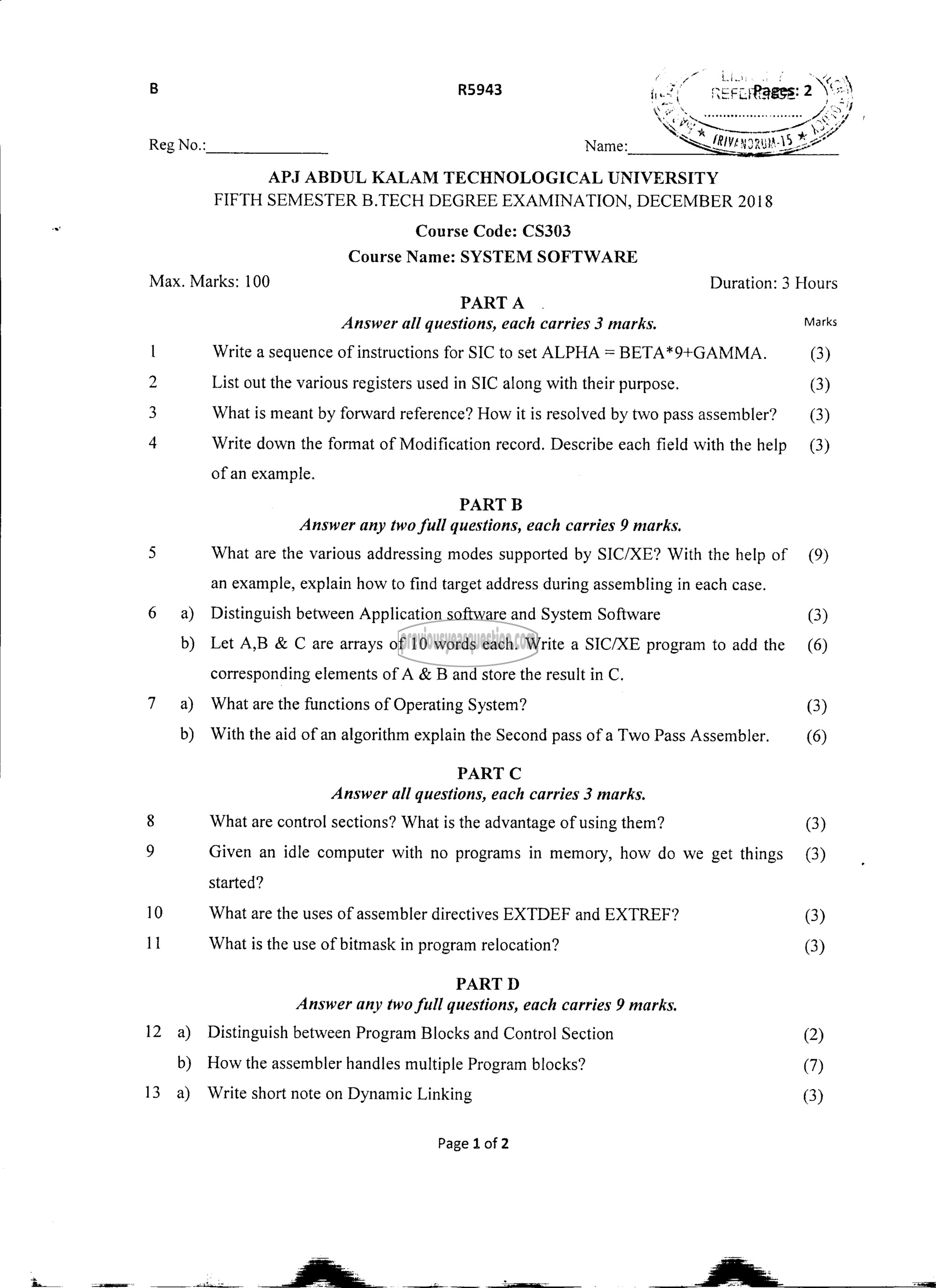 Question Paper - System Software-1