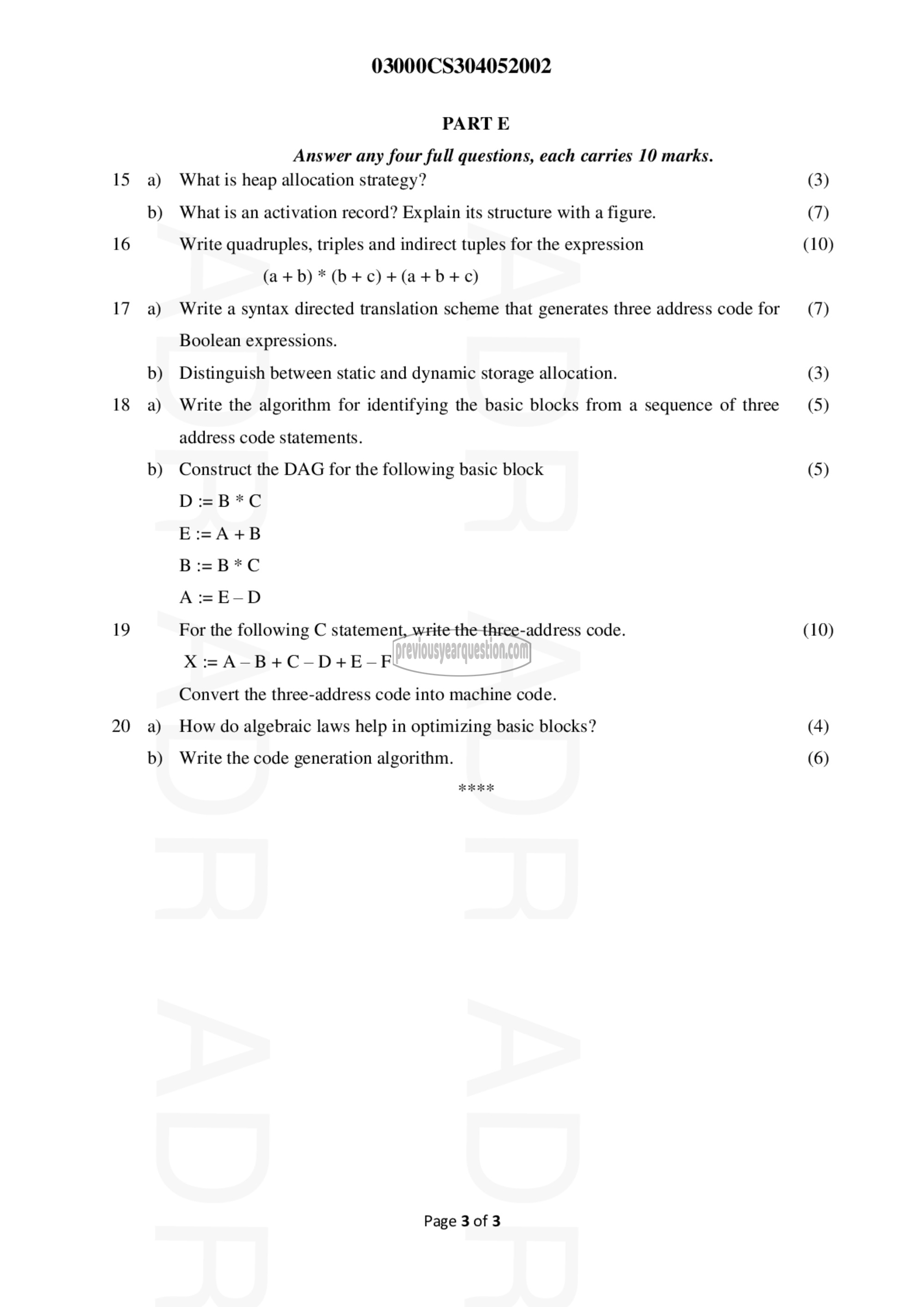 Question Paper - Compiler Design-3