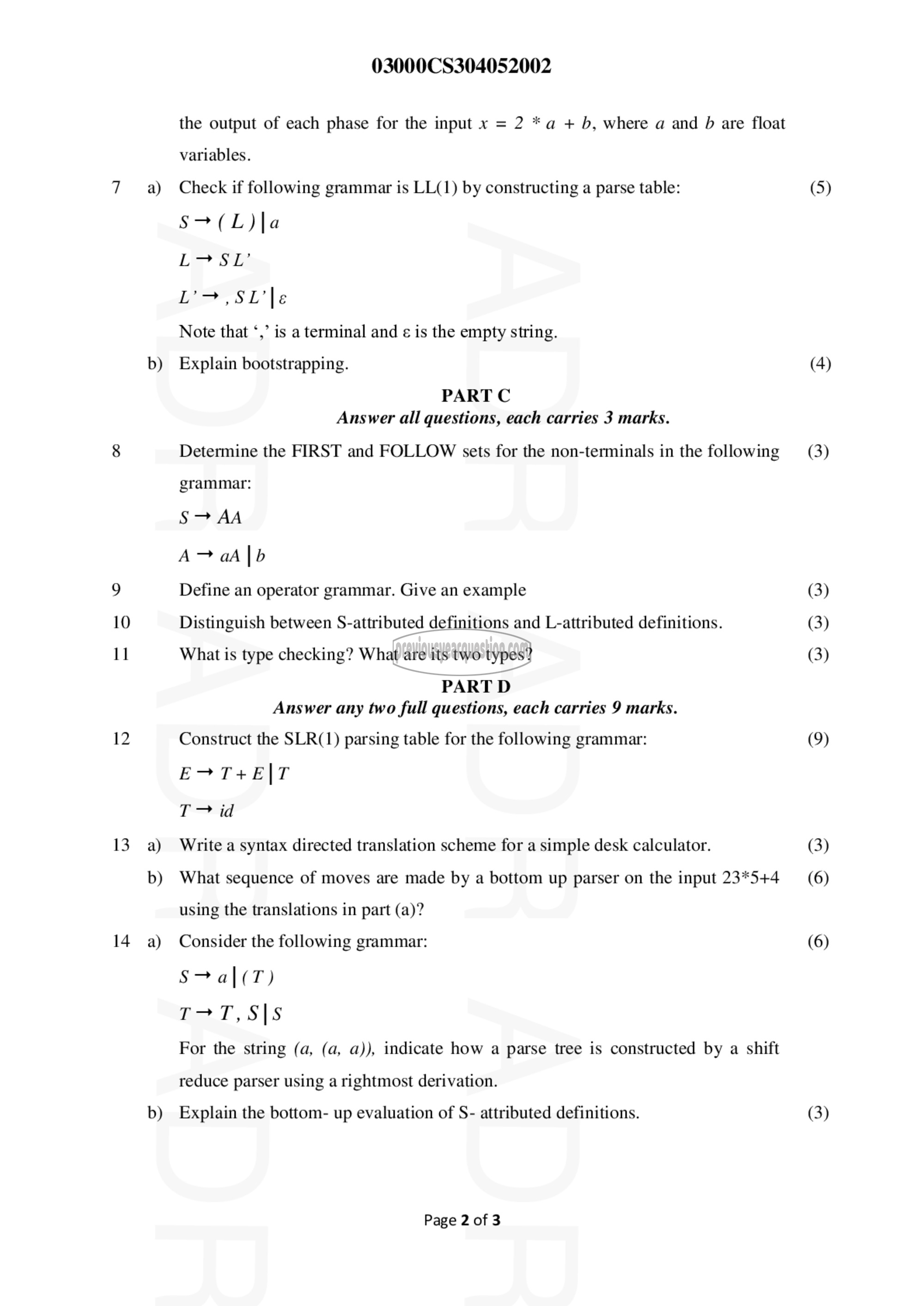 Question Paper - Compiler Design-2