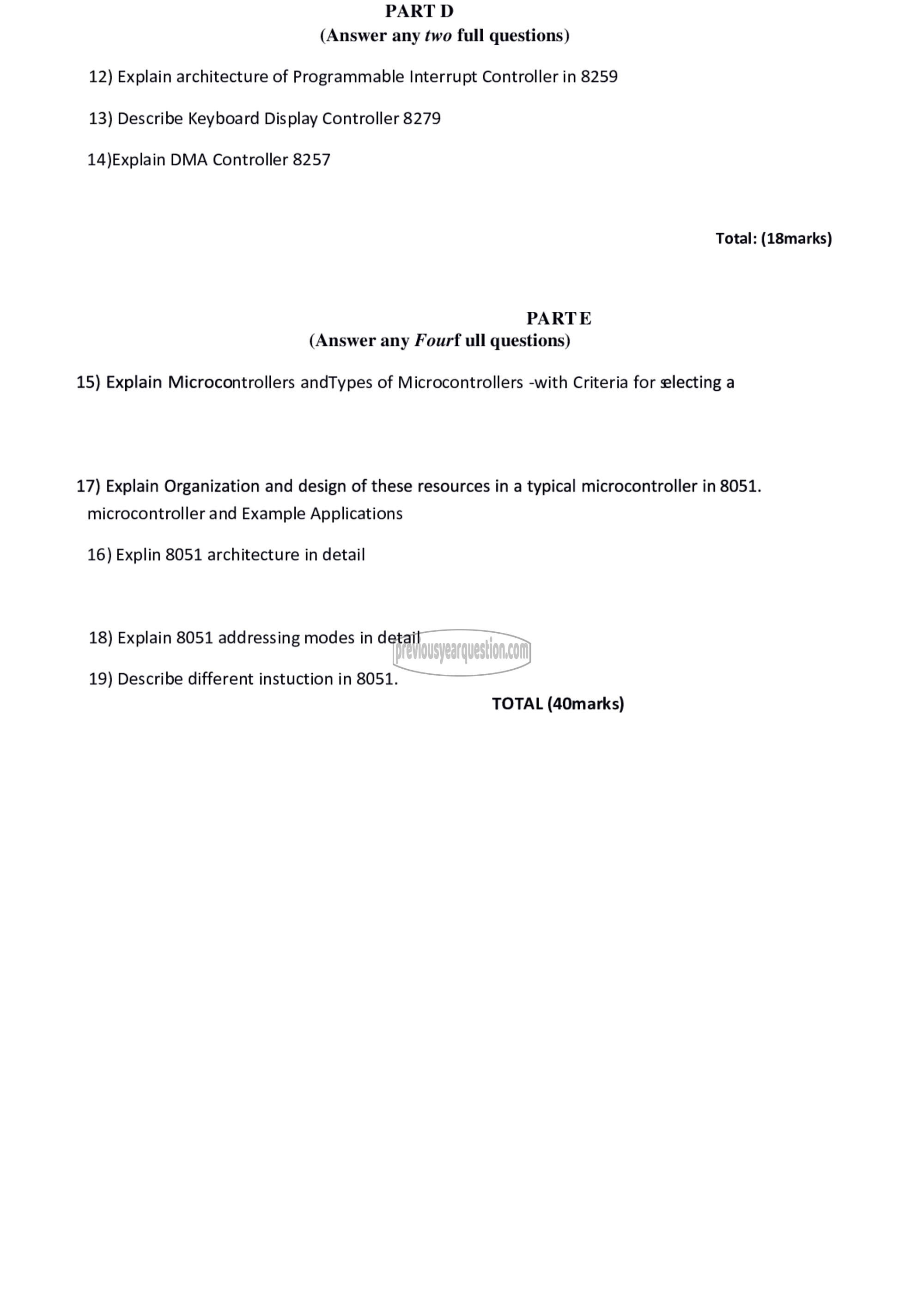 Question Paper - Microprocessors and Microcontrollers-2