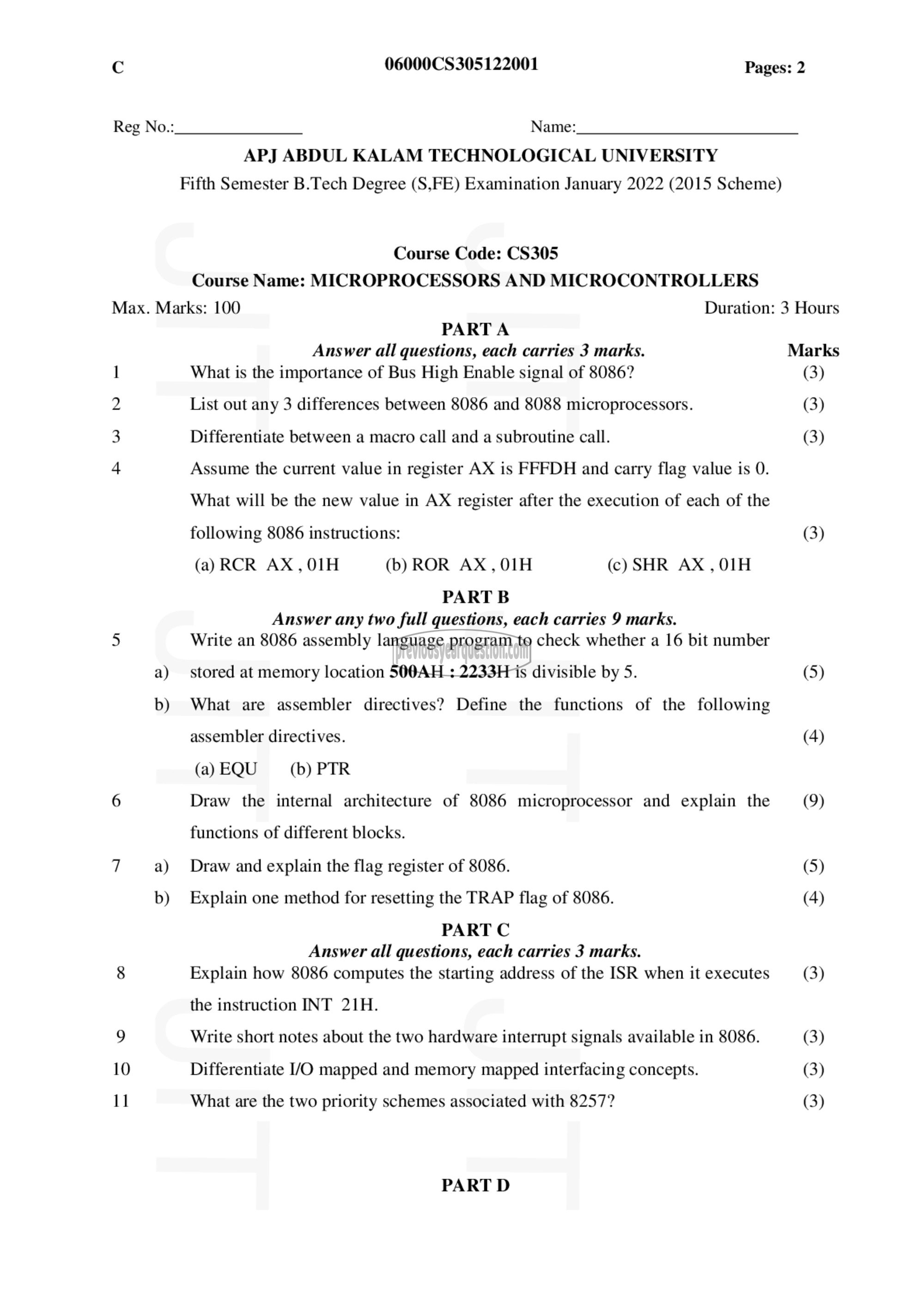 Question Paper - Microprocessors and Microcontrollers-1