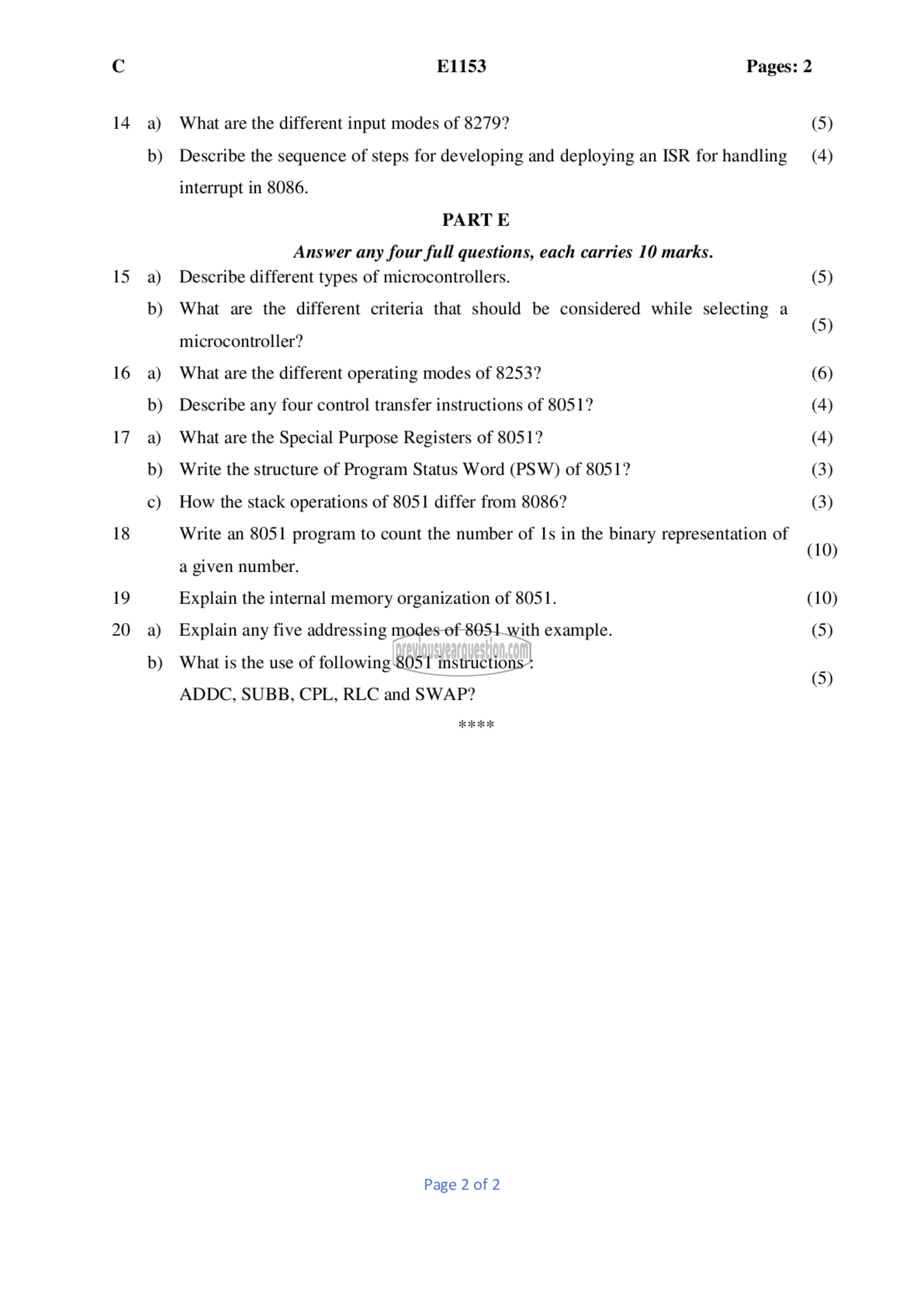 Question Paper - Microprocessors and Microcontrollers-2