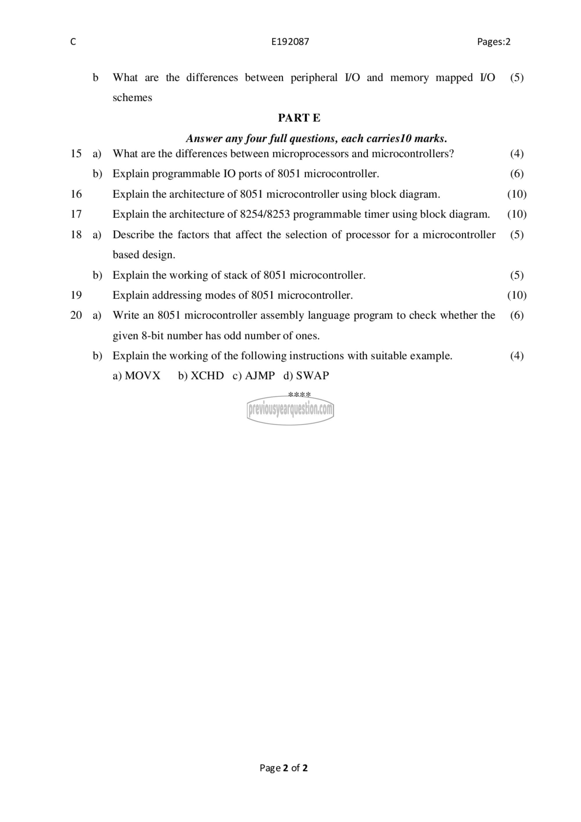 Question Paper - Microprocessors and Microcontrollers-2