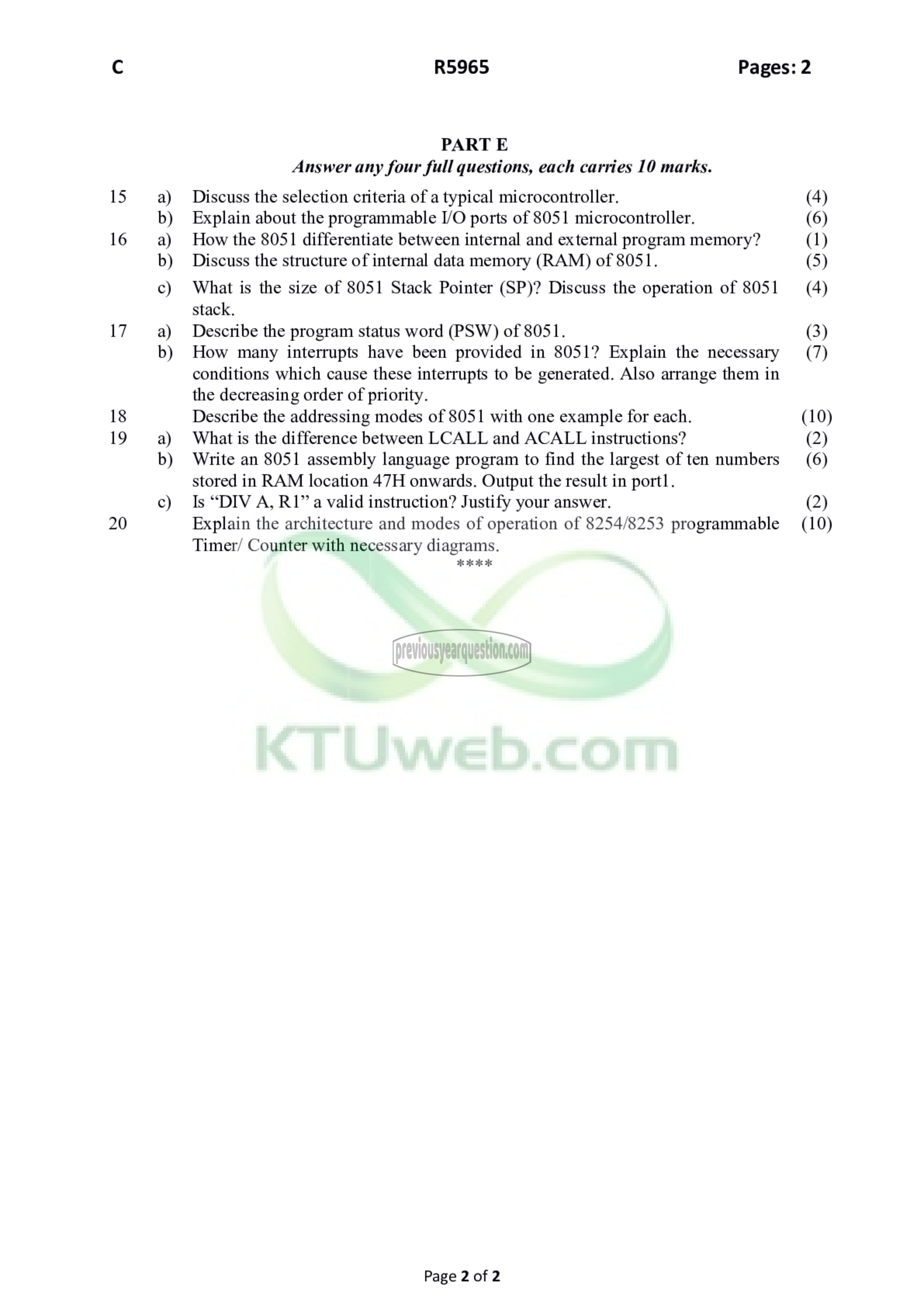 Question Paper - Microprocessors and Microcontrollers-2