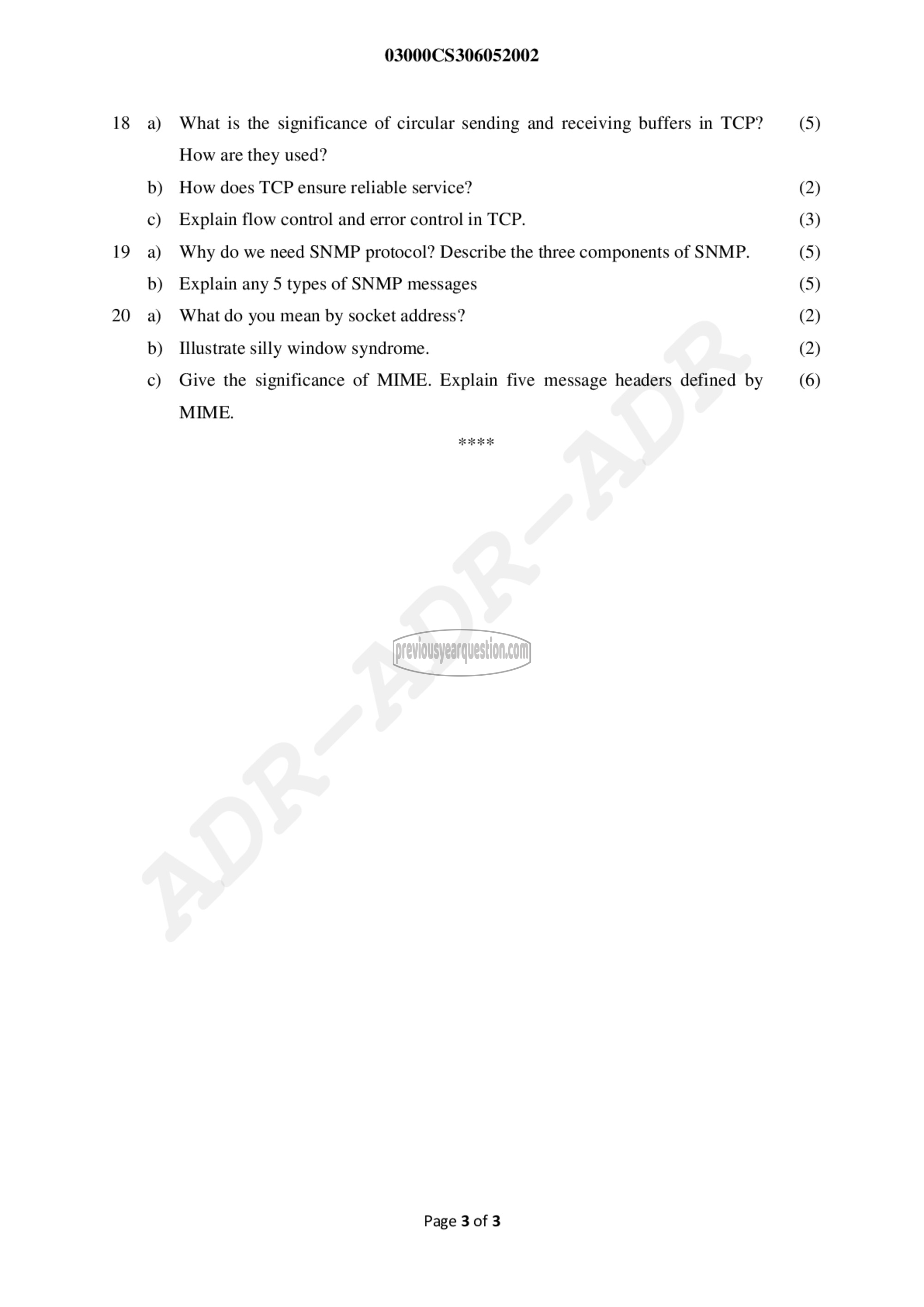 Question Paper - Computer Networks-3