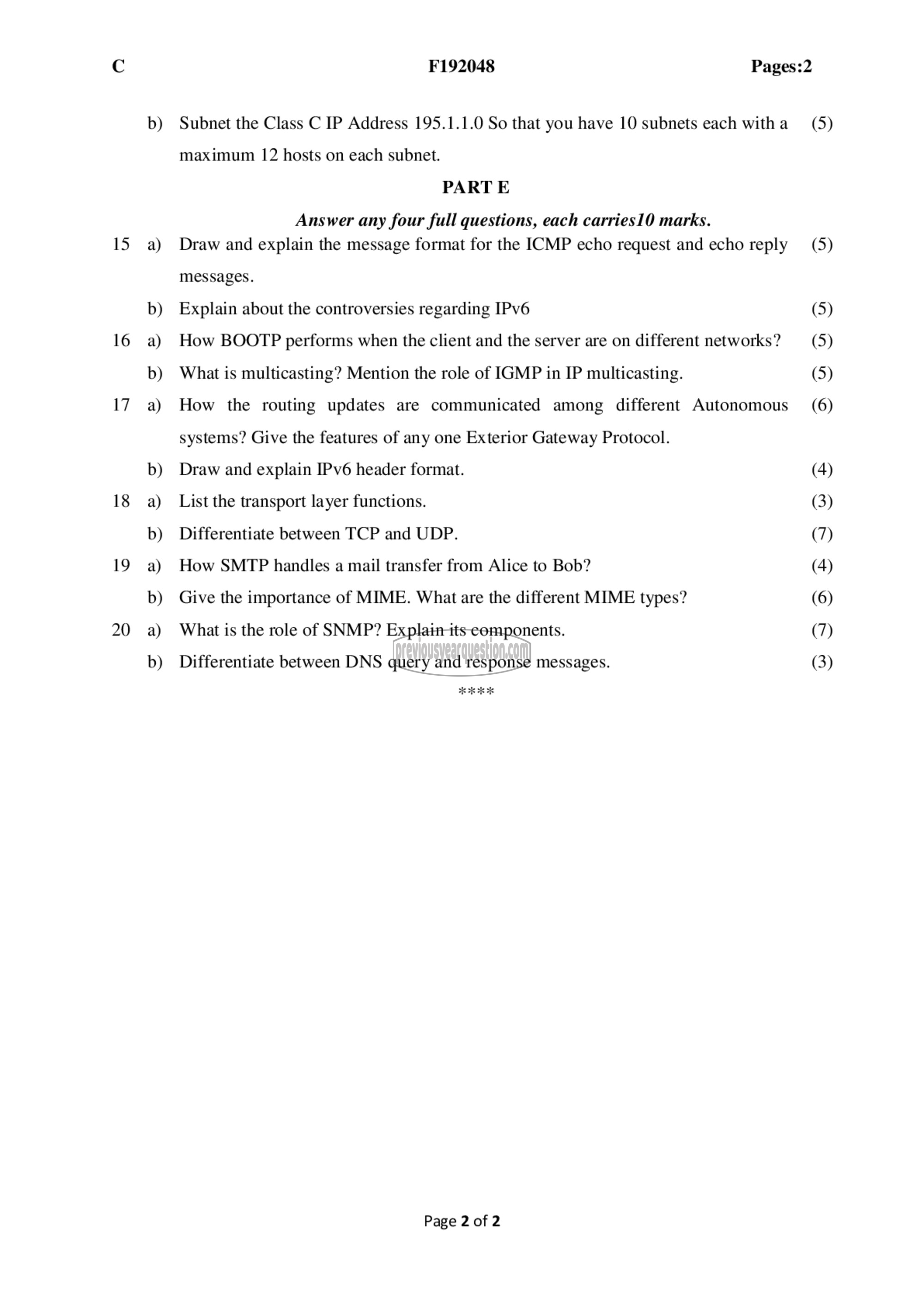 Question Paper - Computer Networks-2