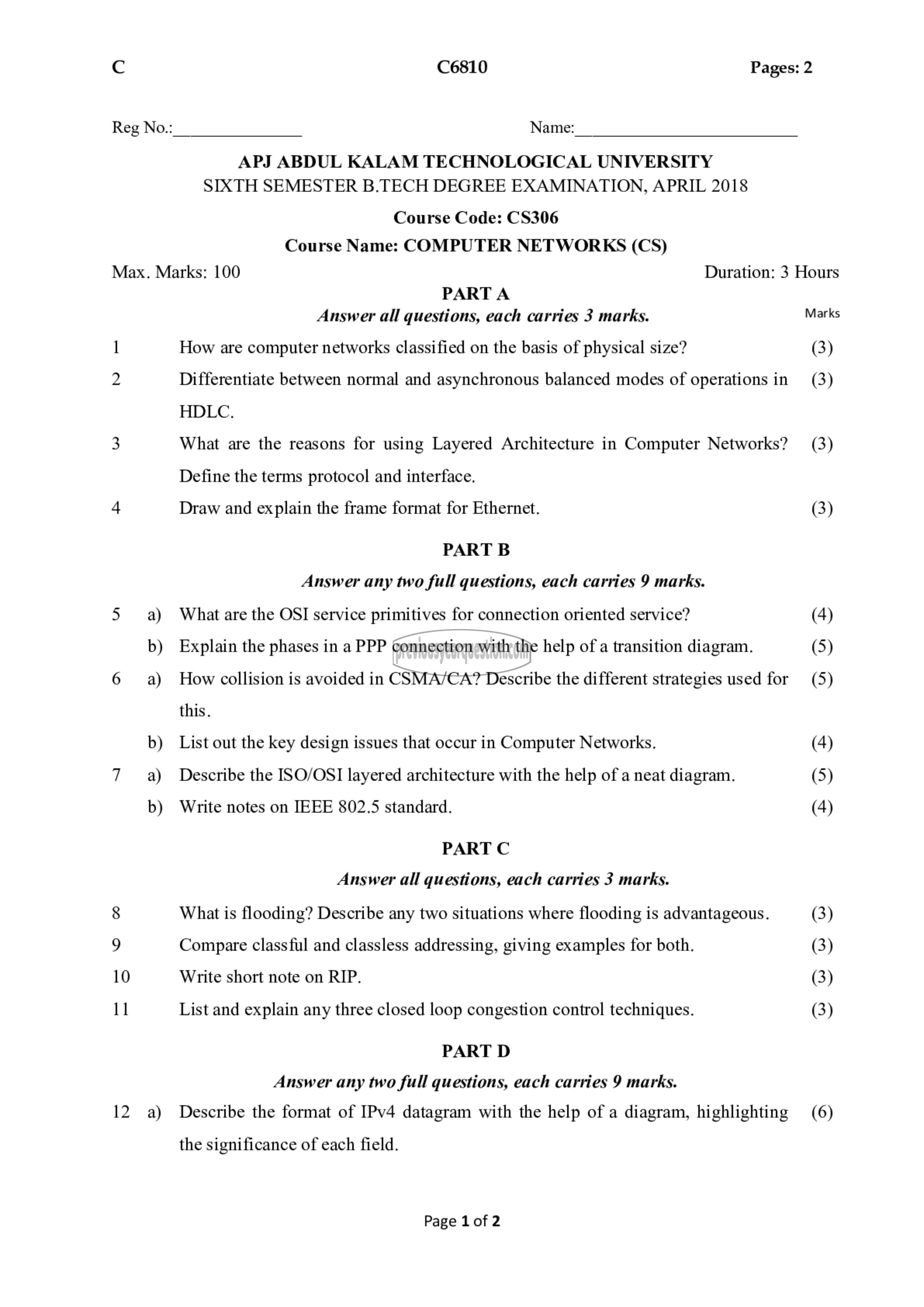 Question Paper - Computer Networks-1