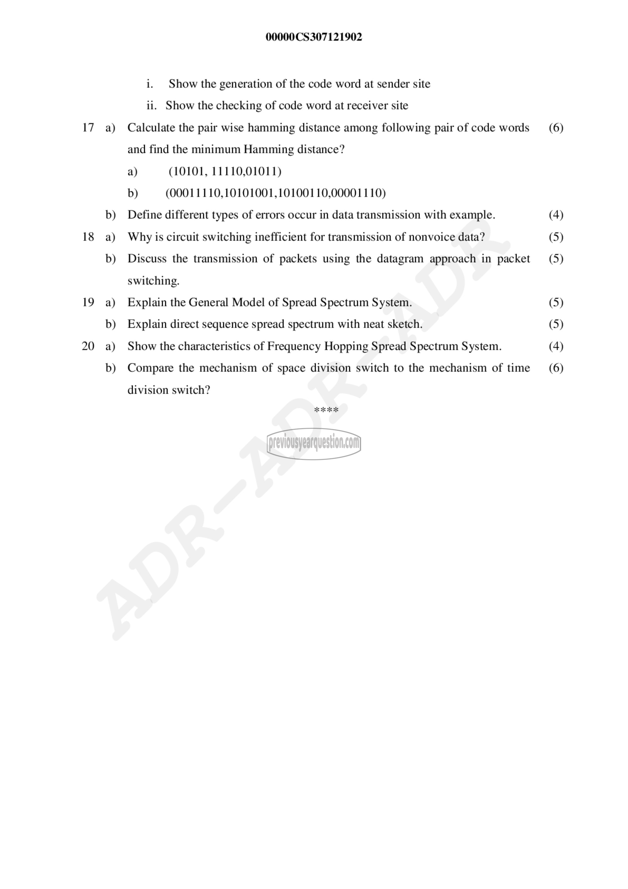 Question Paper - Data Communication-3