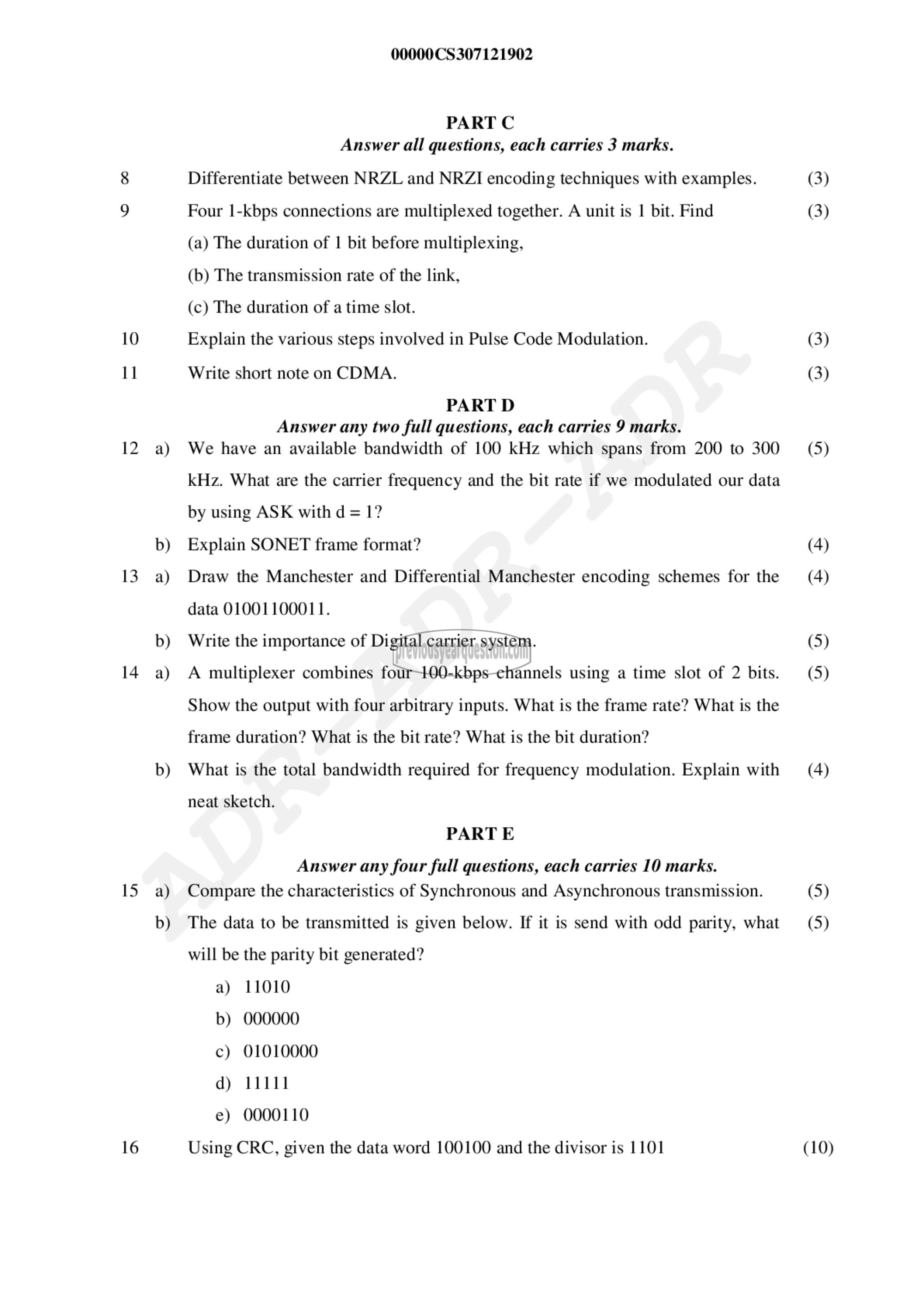 Question Paper - Data Communication-2