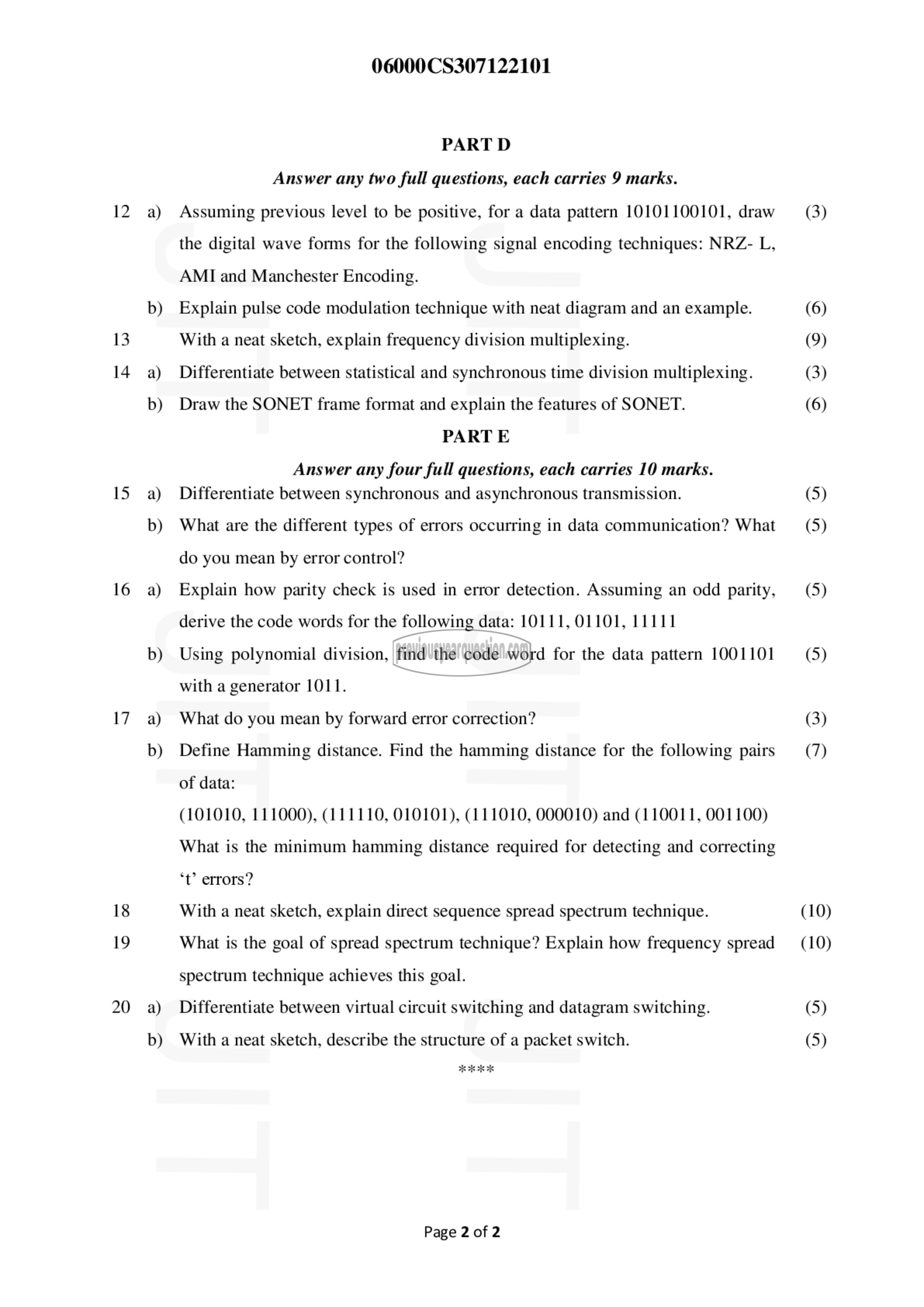 Question Paper - Data Communication-2