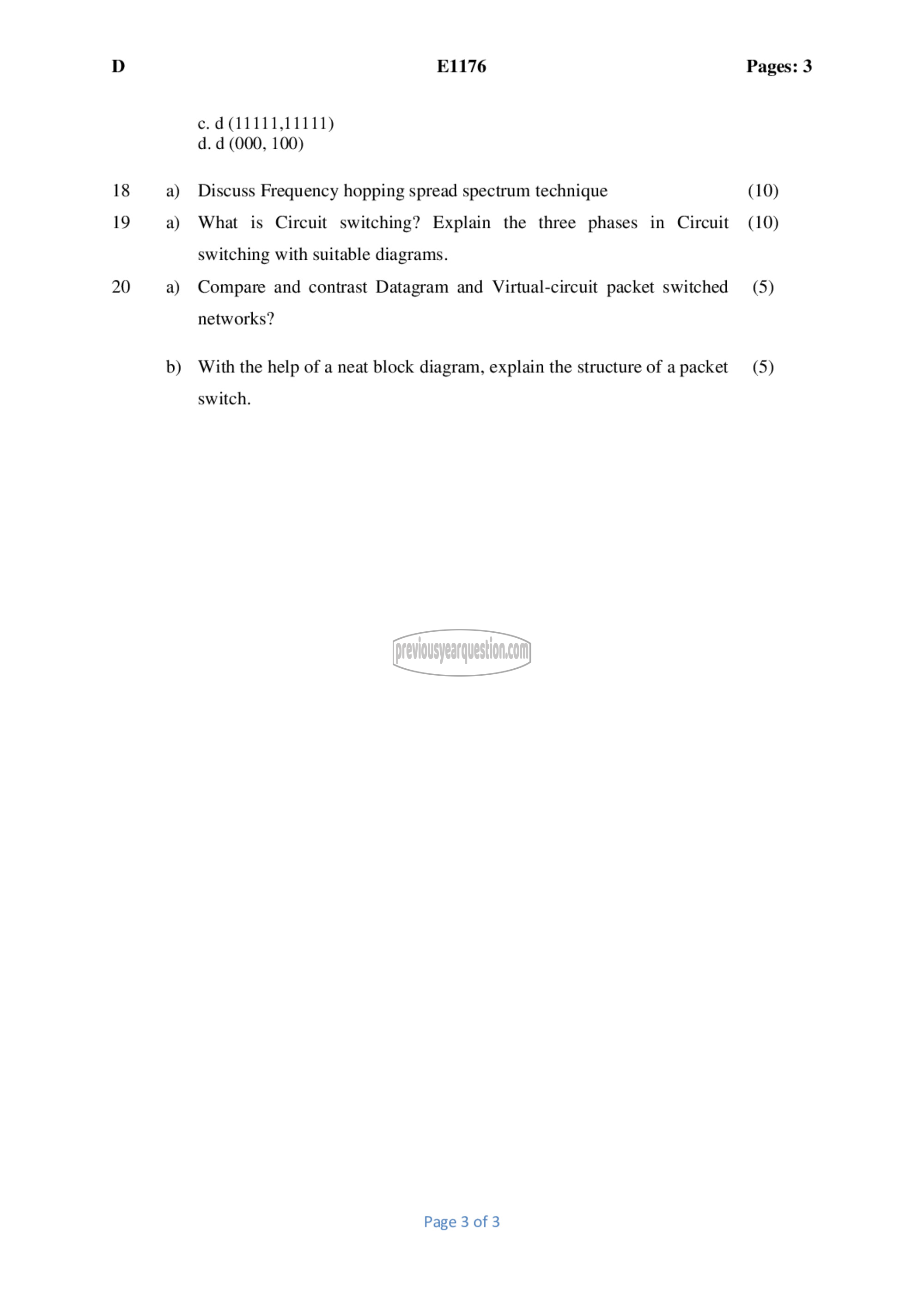 Question Paper - Data Communication-3