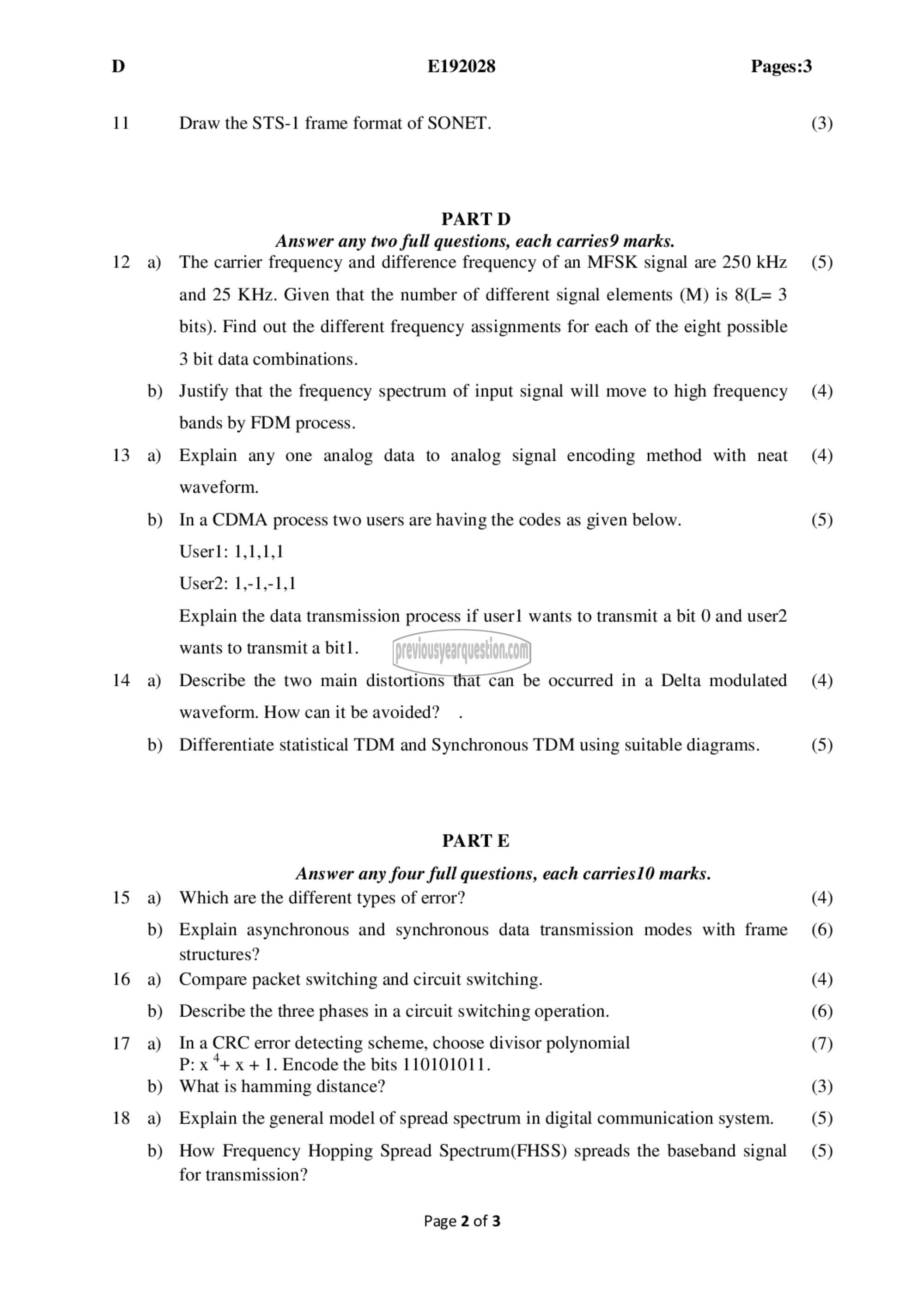 Question Paper - Data Communication-2