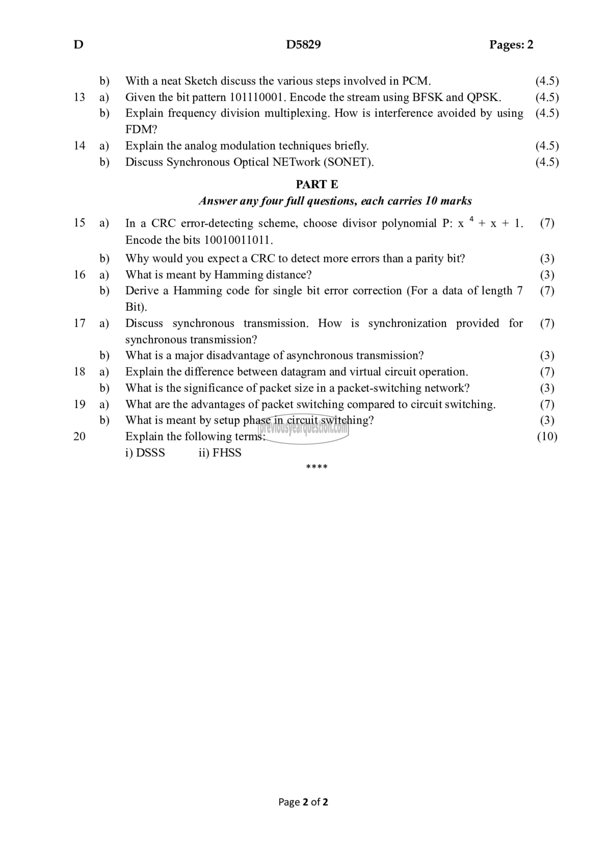 Question Paper - Data Communication-2