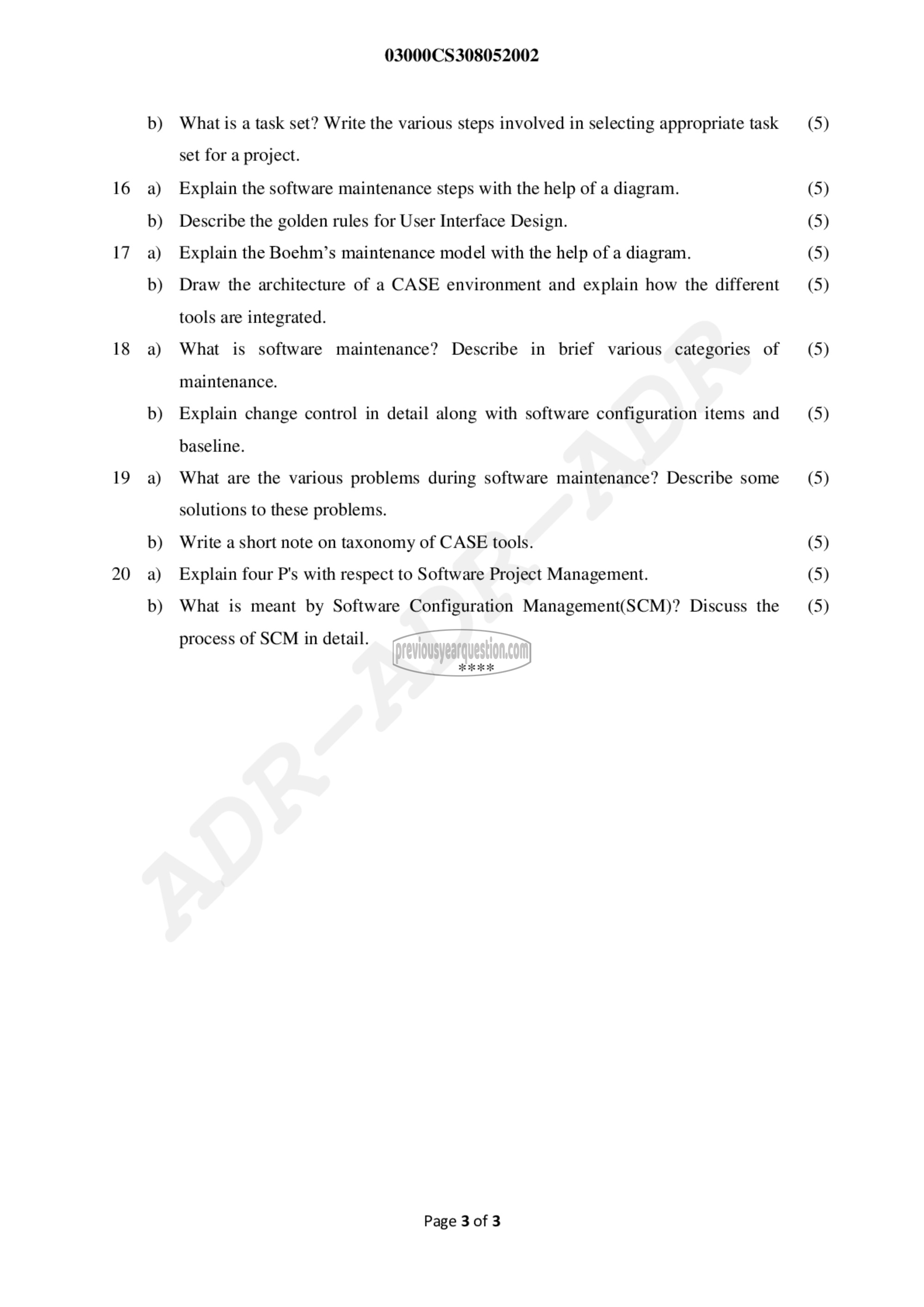 Question Paper - Software Engineering and Project Management-3