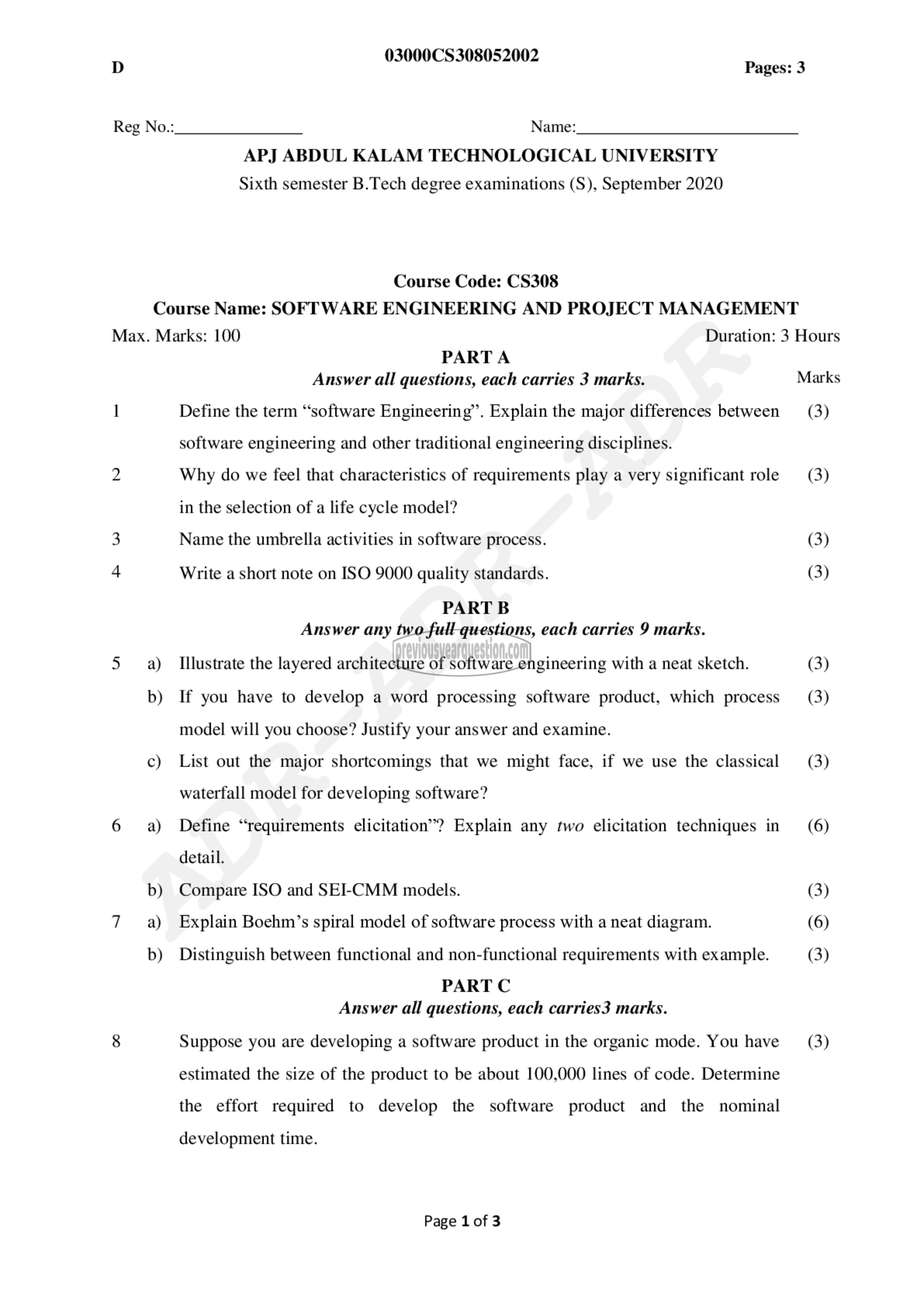 Question Paper - Software Engineering and Project Management-1