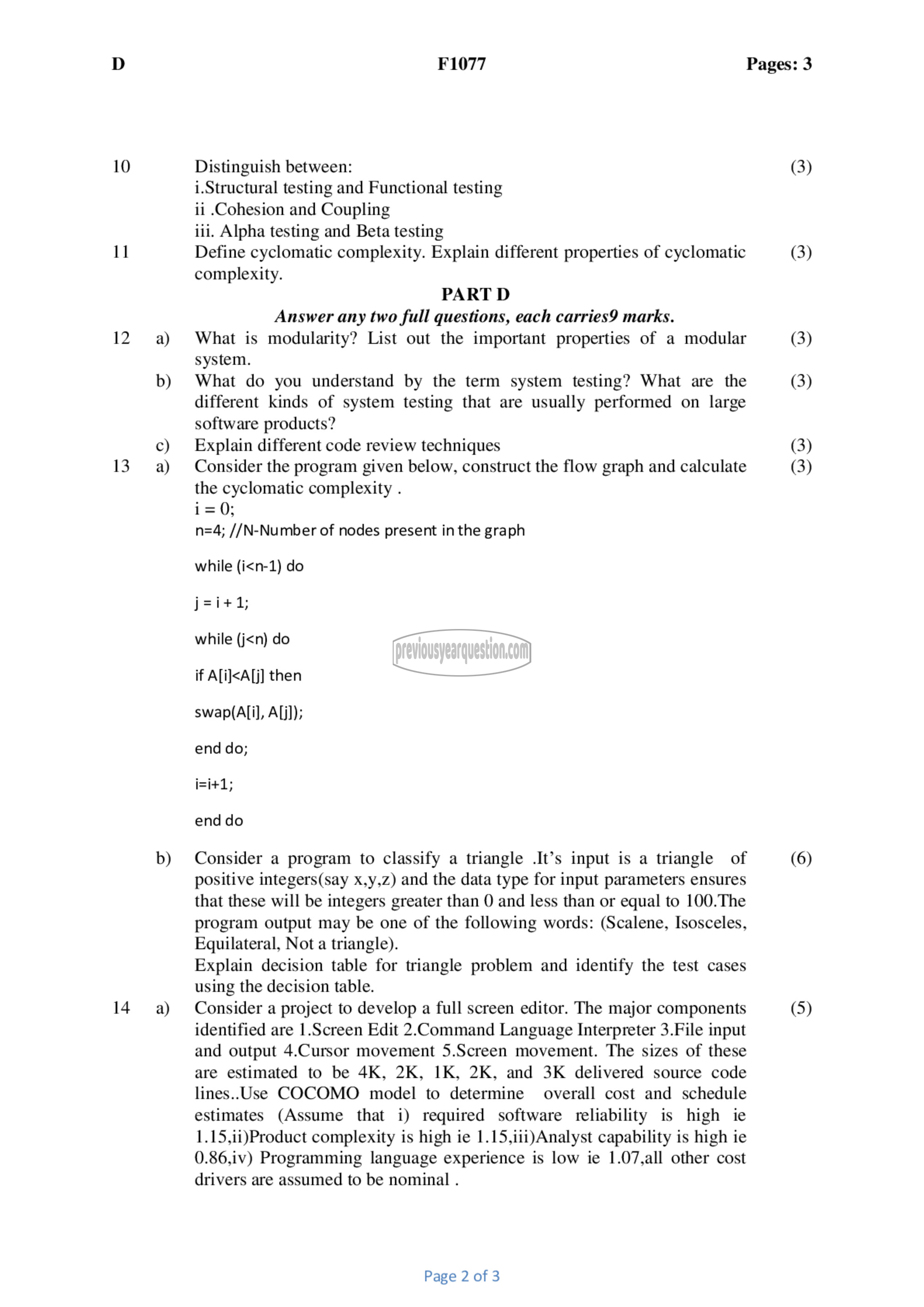 Question Paper - Software Engineering and Project Management-2