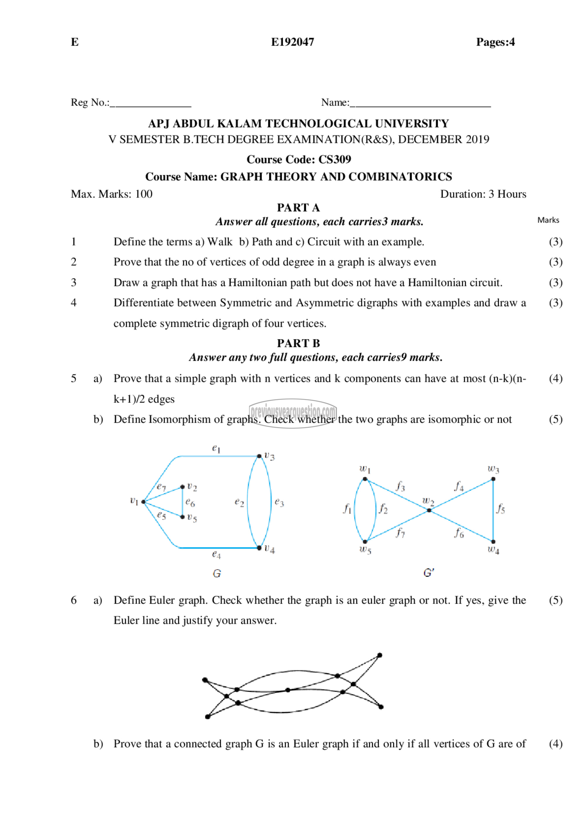 Question Paper - Graph Theory and Combinatorics-1