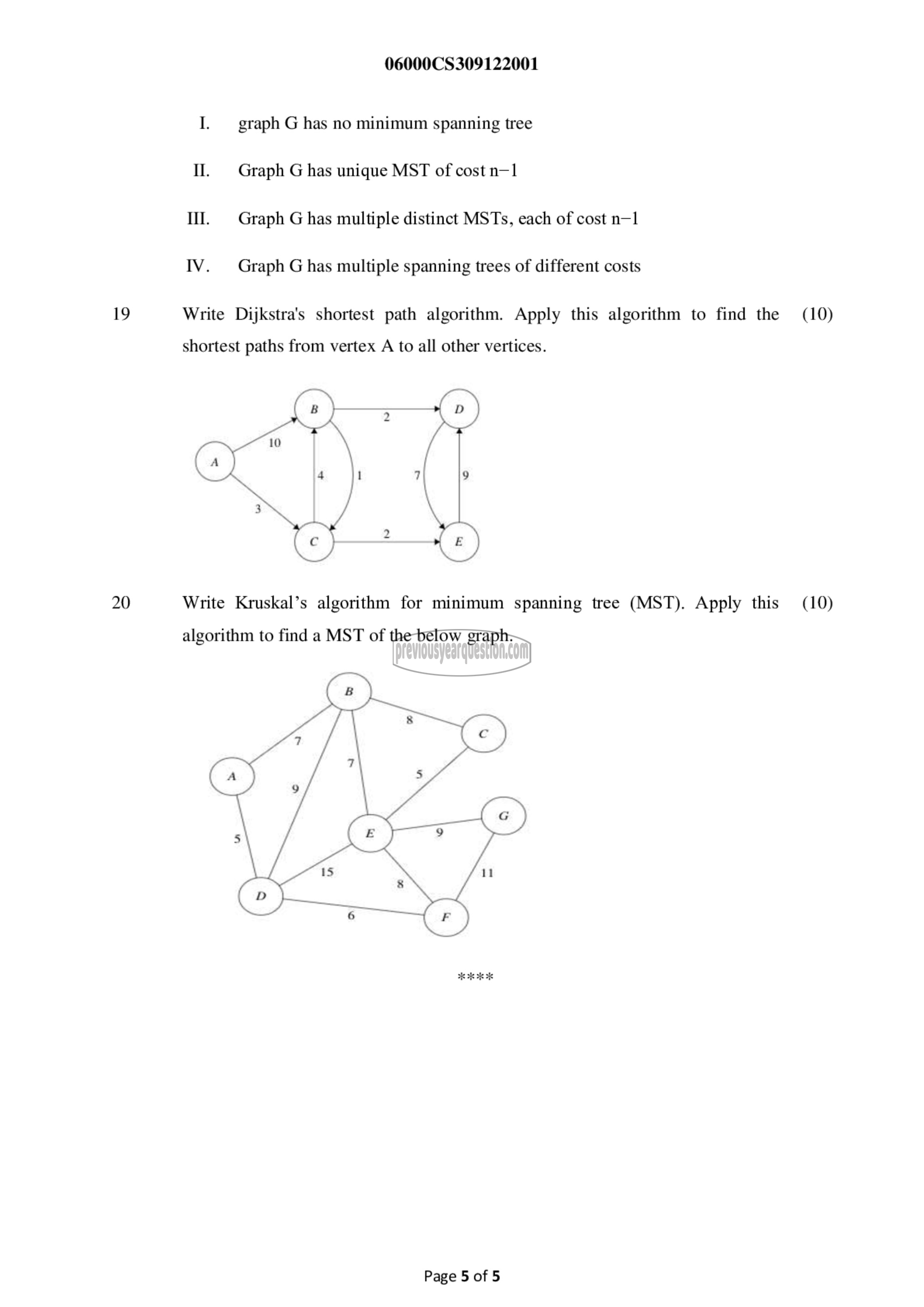 Question Paper - Graph Theory and Combinatorics-5