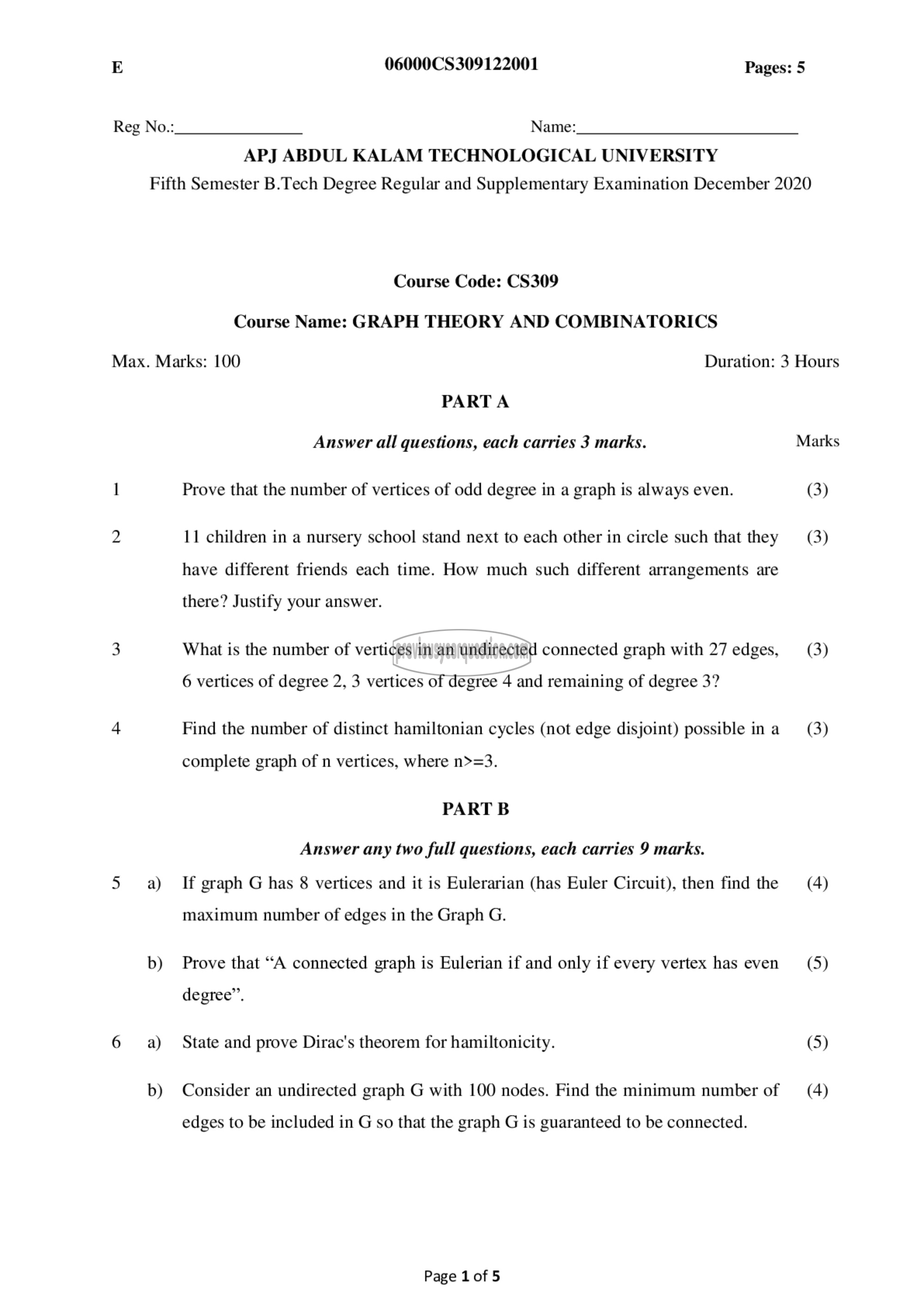 Question Paper - Graph Theory and Combinatorics-1