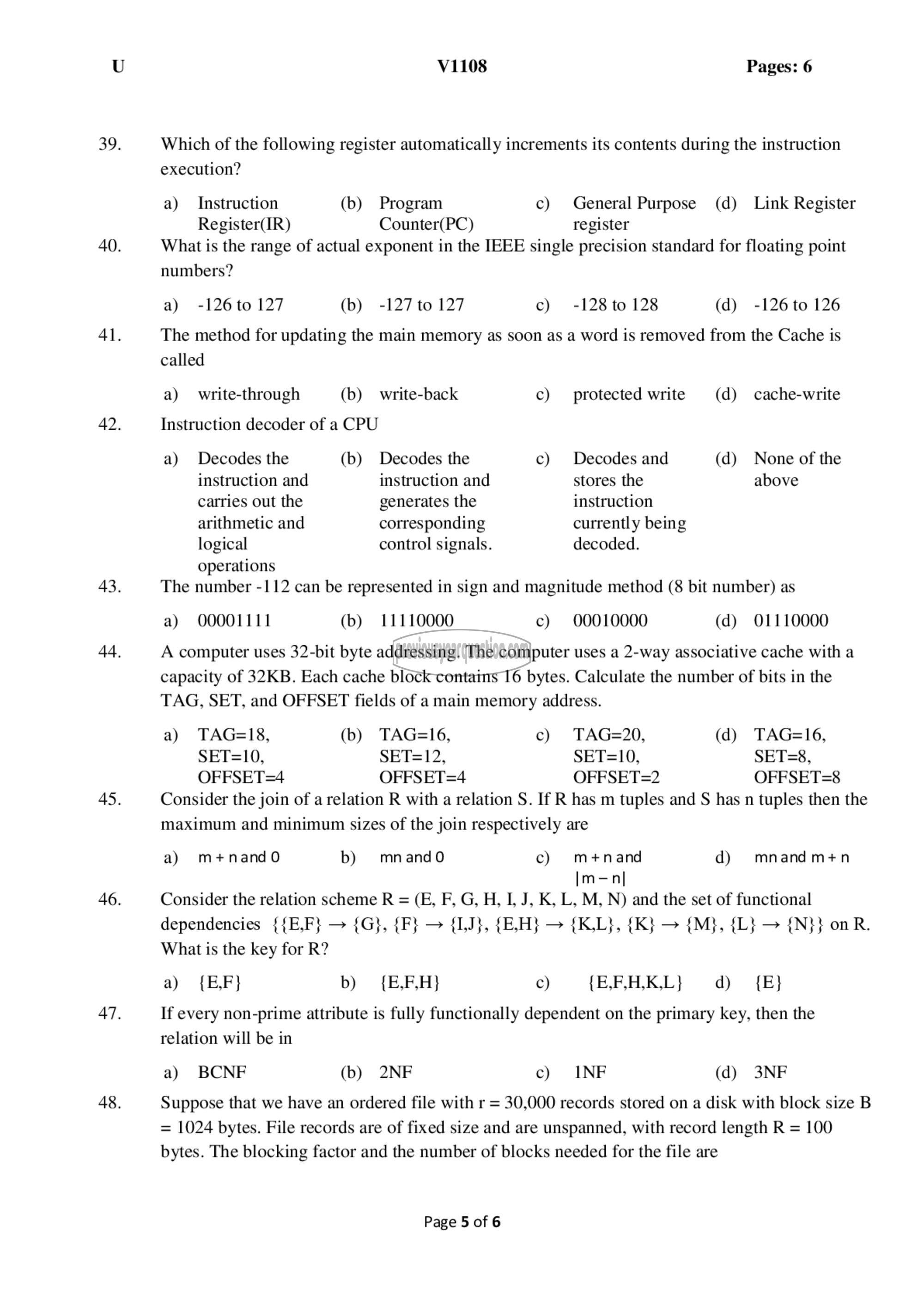 Question Paper - Comprehensive Exam-5