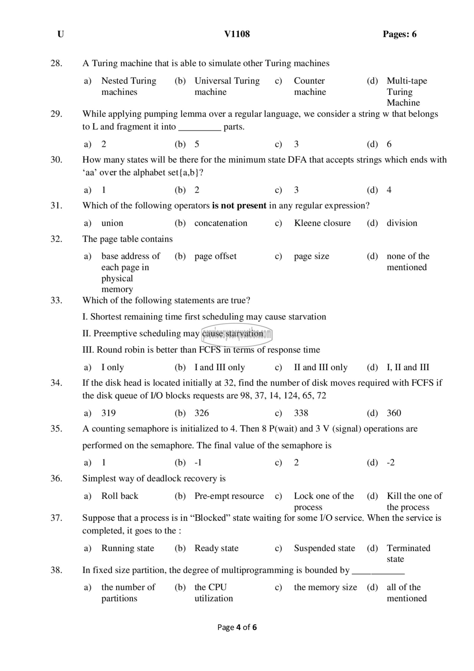 Question Paper - Comprehensive Exam-4