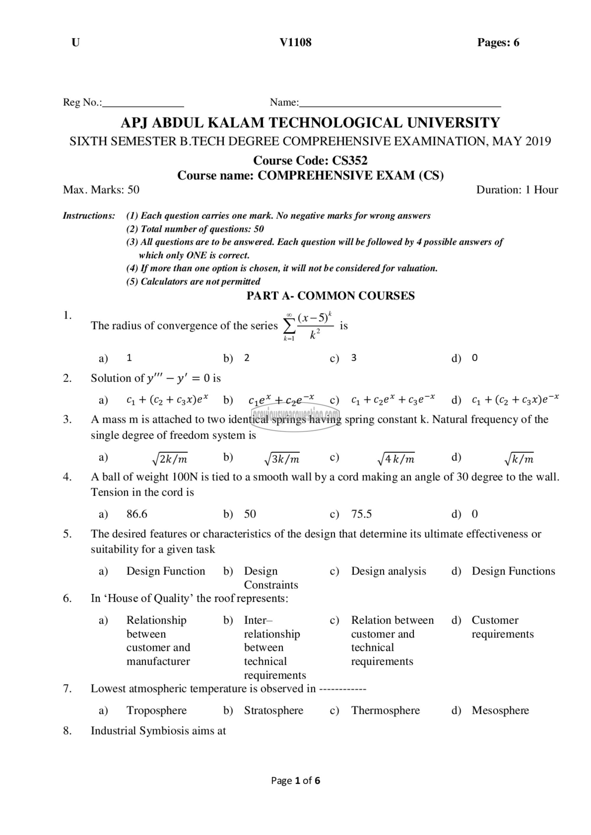 Question Paper - Comprehensive Exam-1