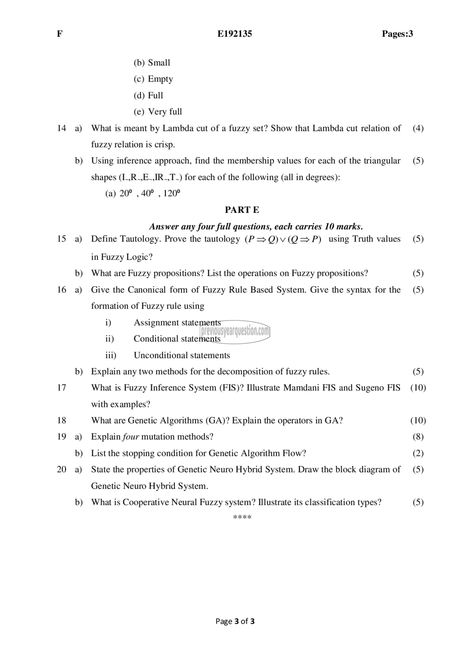 Question Paper - Soft Computing-3