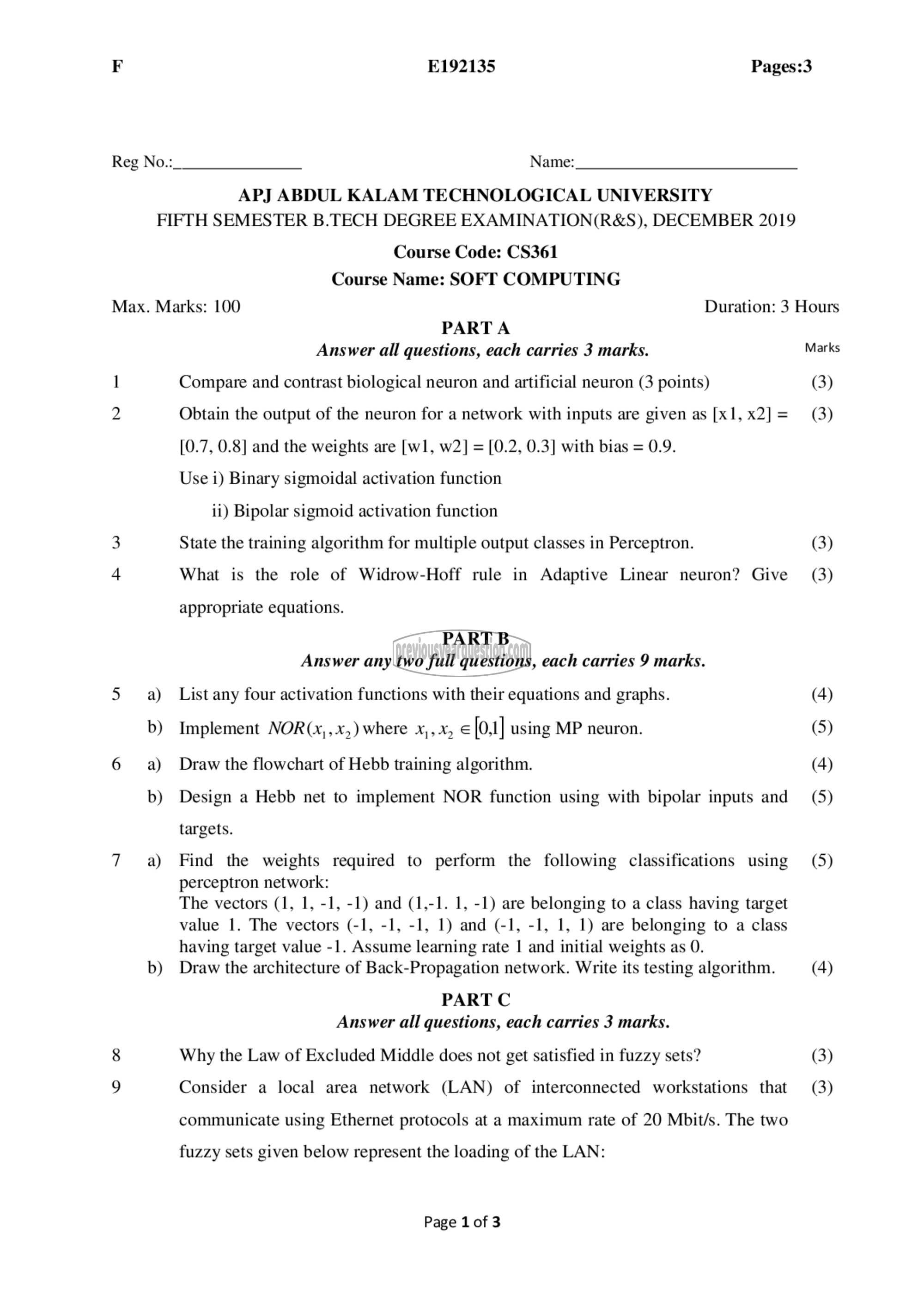 Question Paper - Soft Computing-1