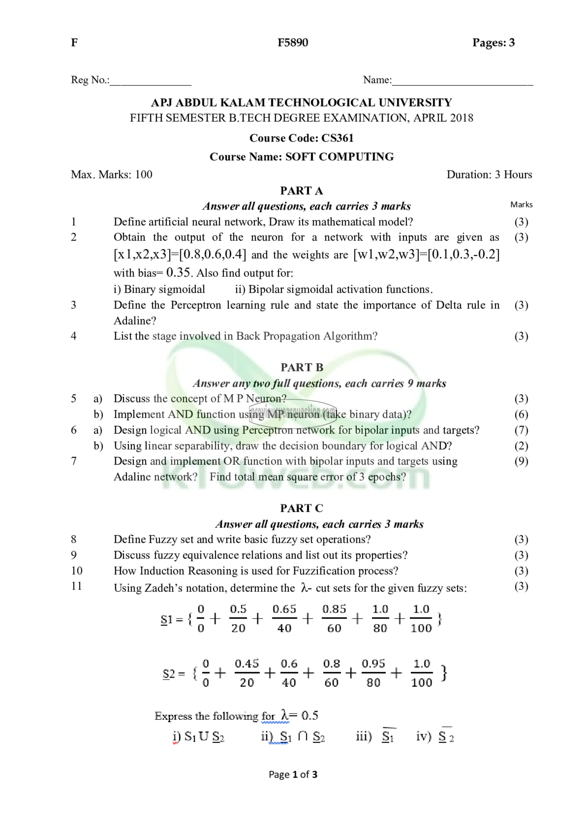 Question Paper - Soft Computing-1