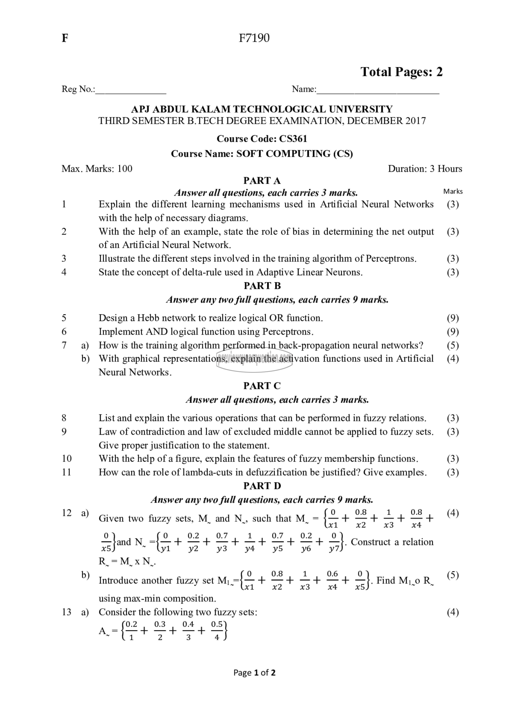 Question Paper - Soft Computing-1