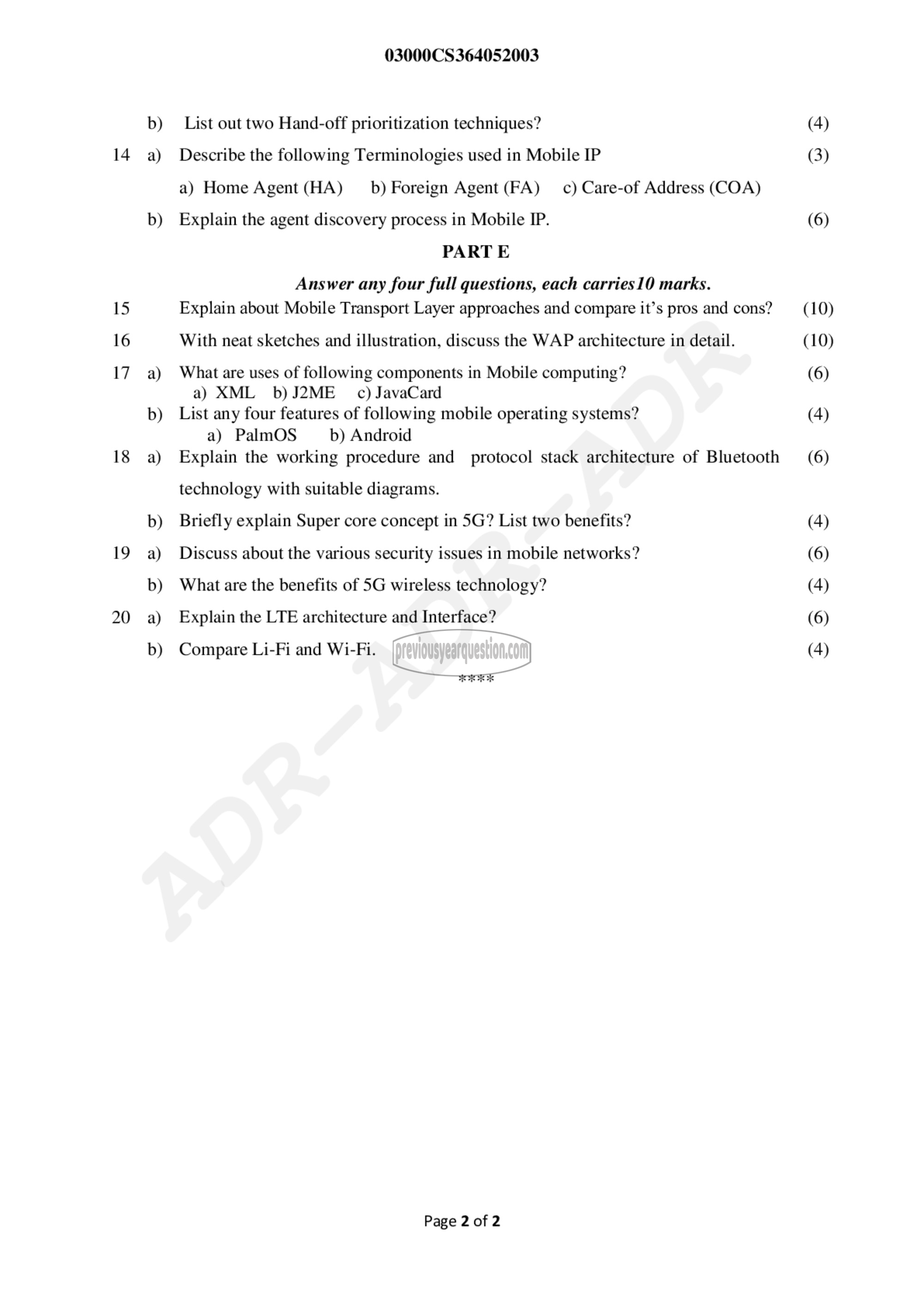 Question Paper - Mobile Computing-2