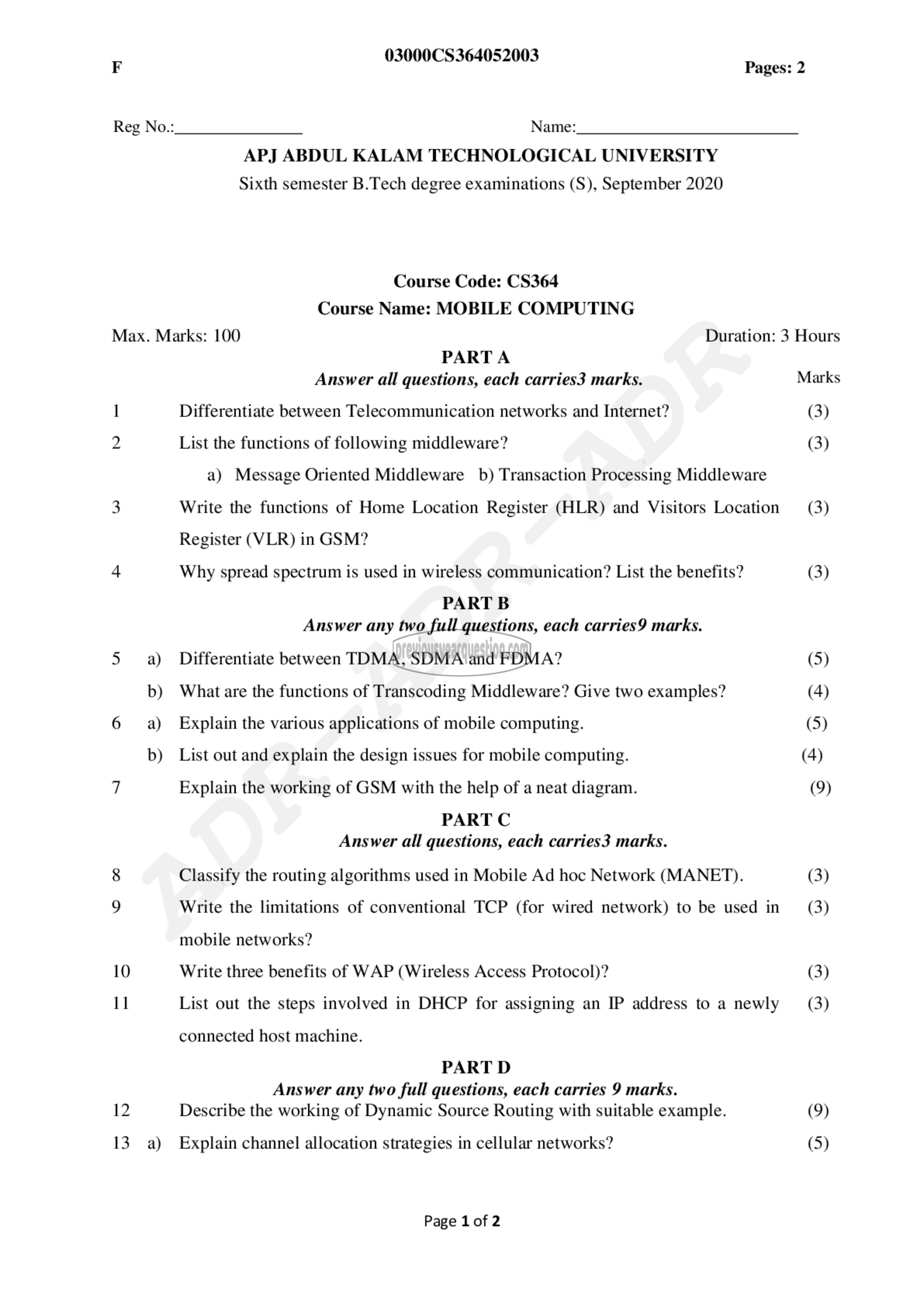 Question Paper - Mobile Computing-1