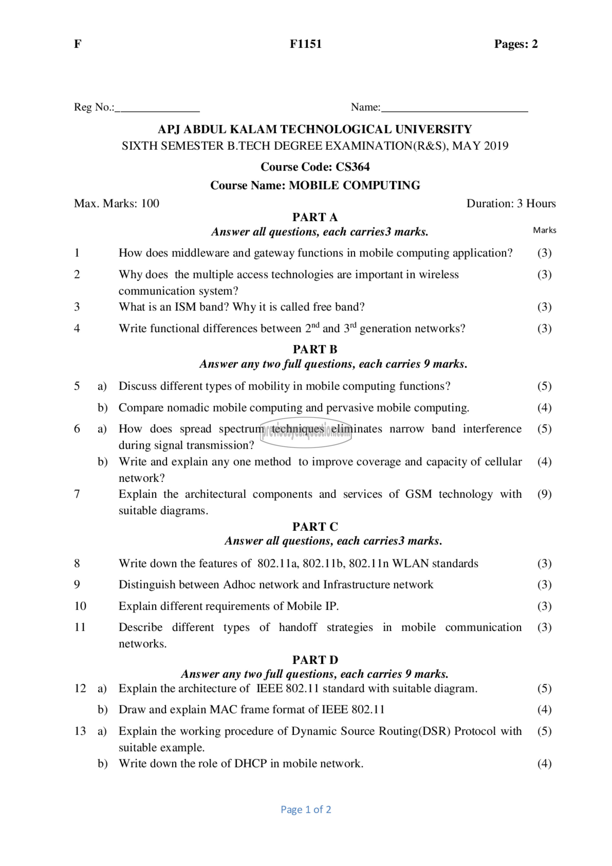 Question Paper - Mobile Computing-1