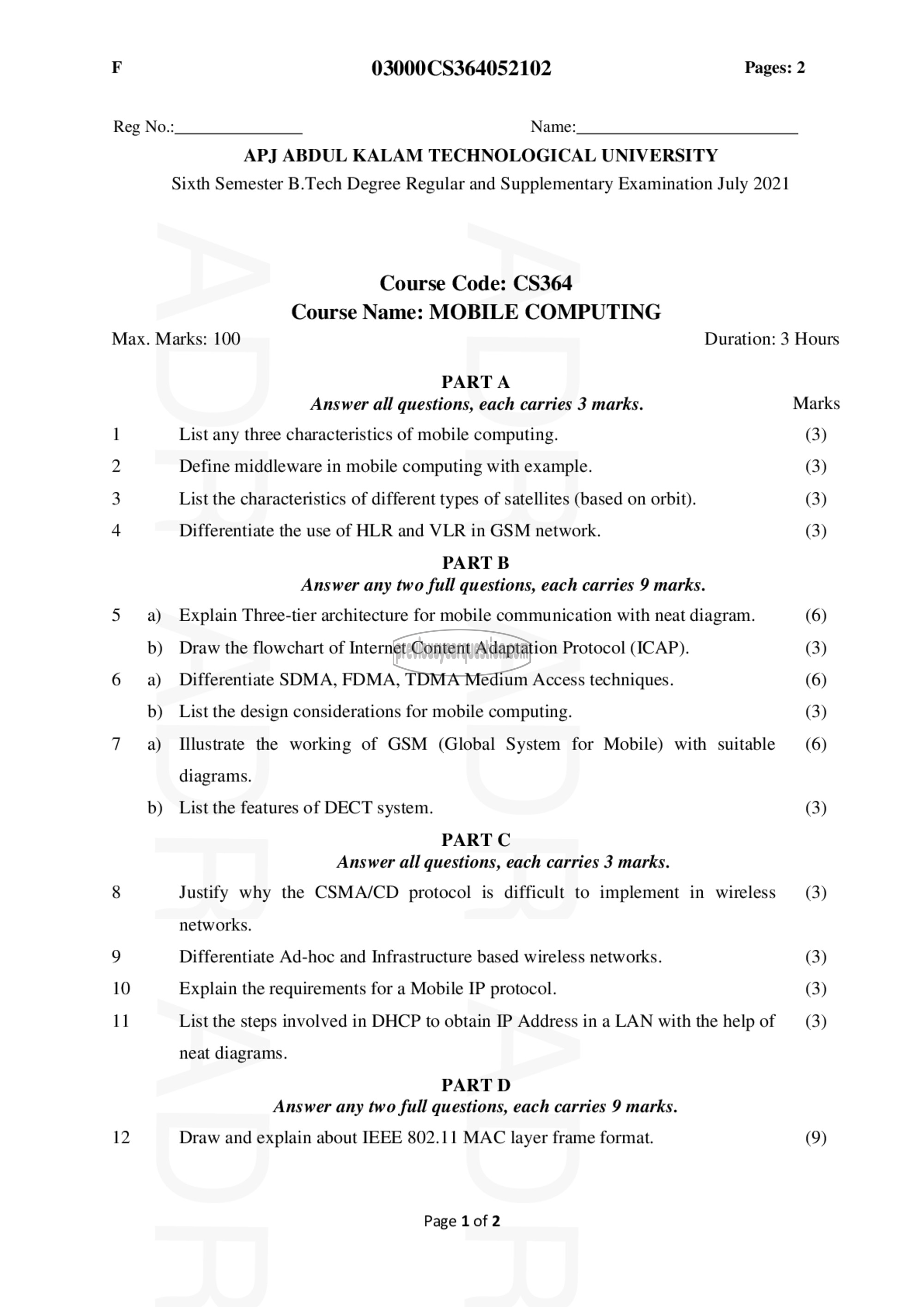 Question Paper - Mobile Computing-1