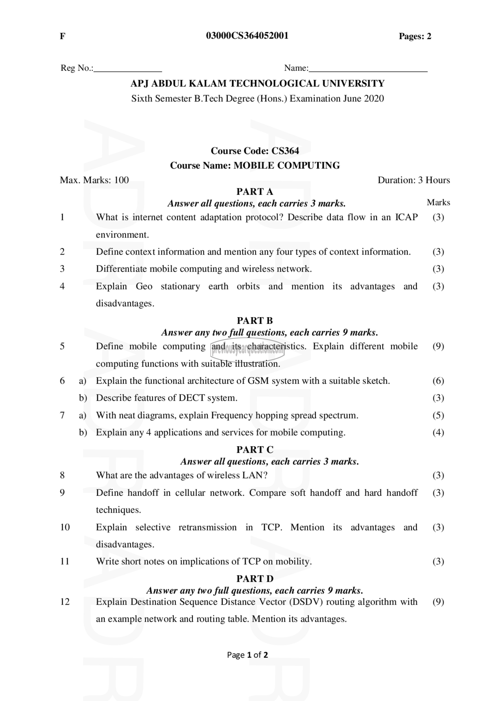 Question Paper - Mobile Computing-1