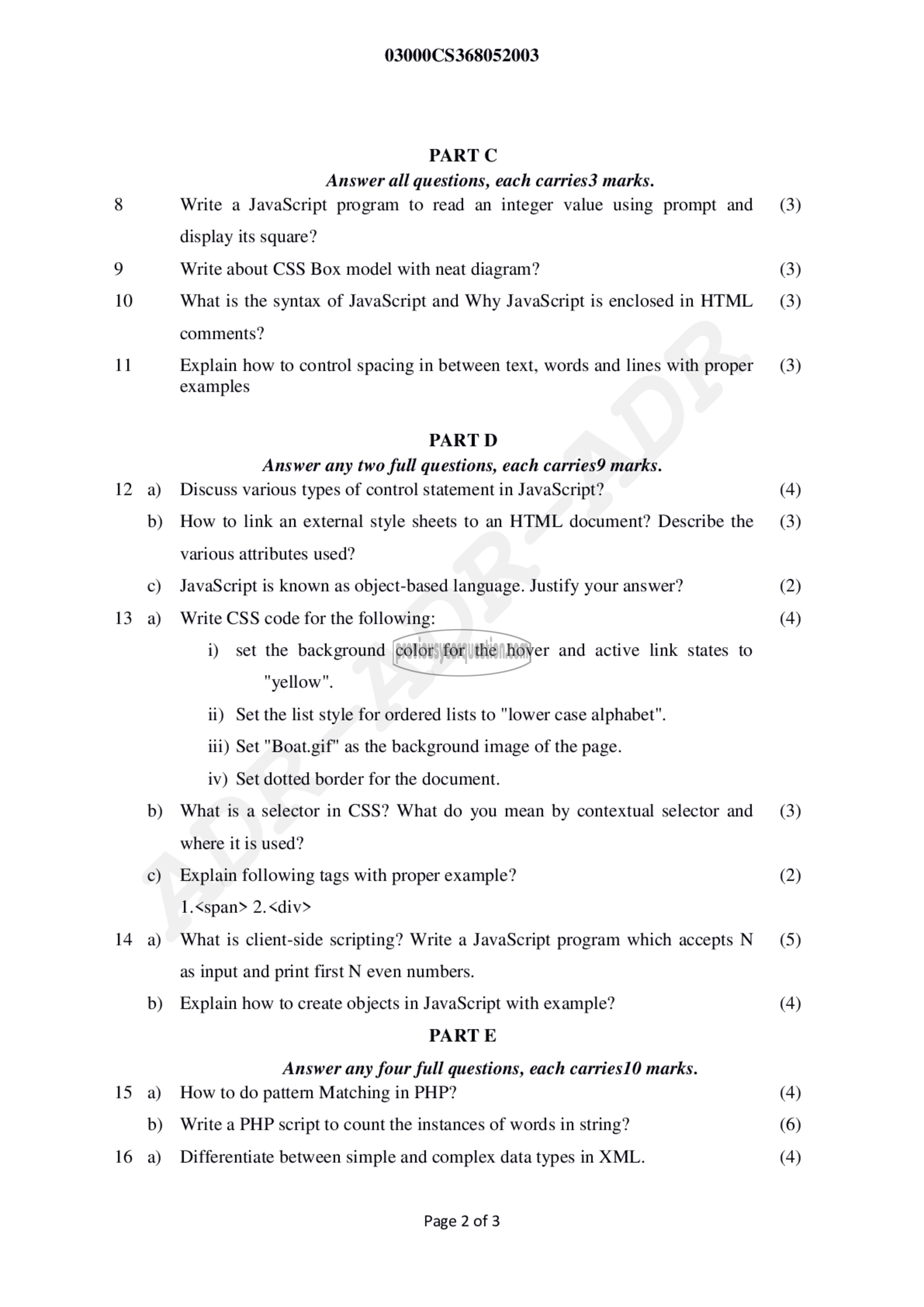 Question Paper - Web Technologies-2