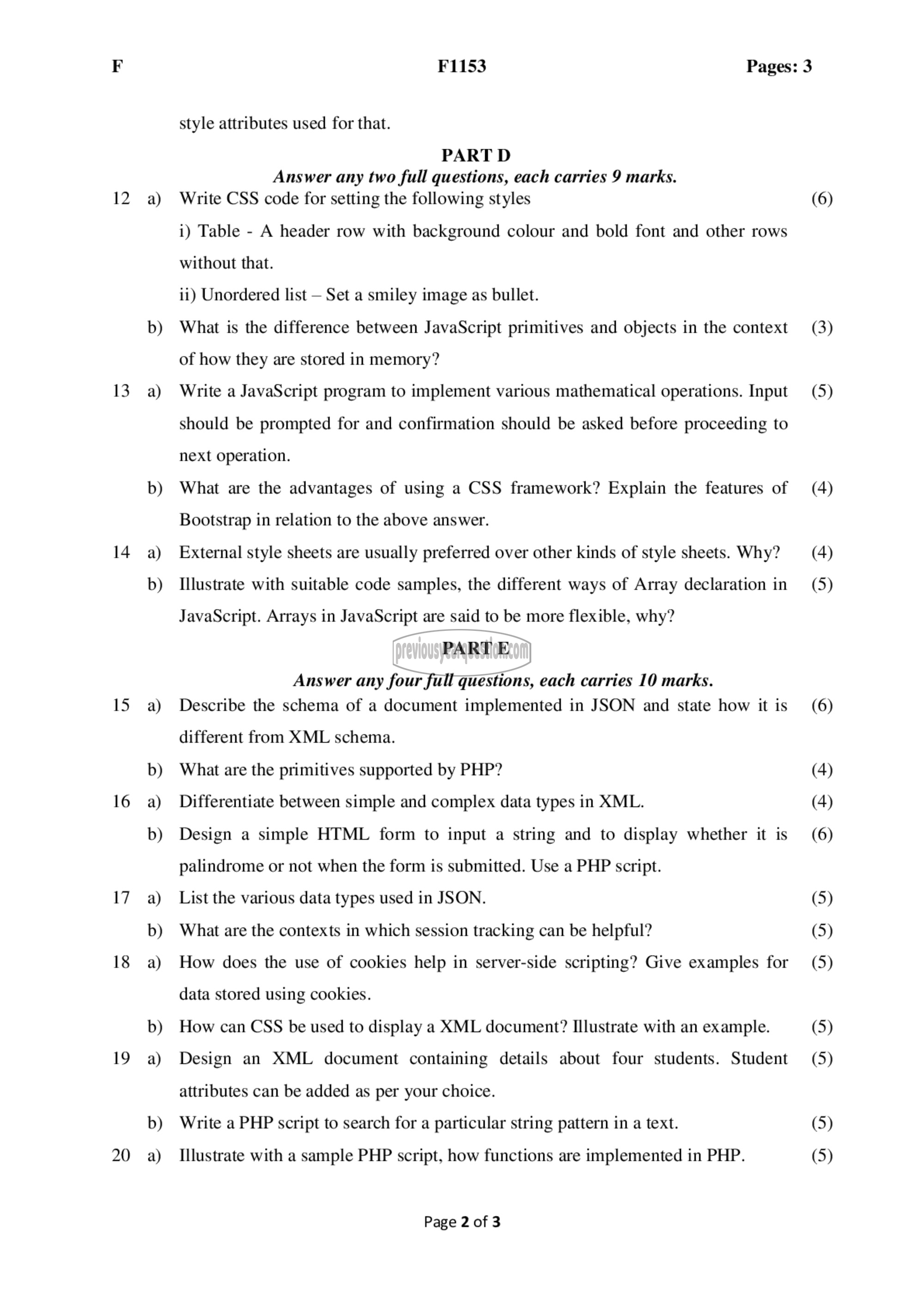 Question Paper - Web Technologies-2