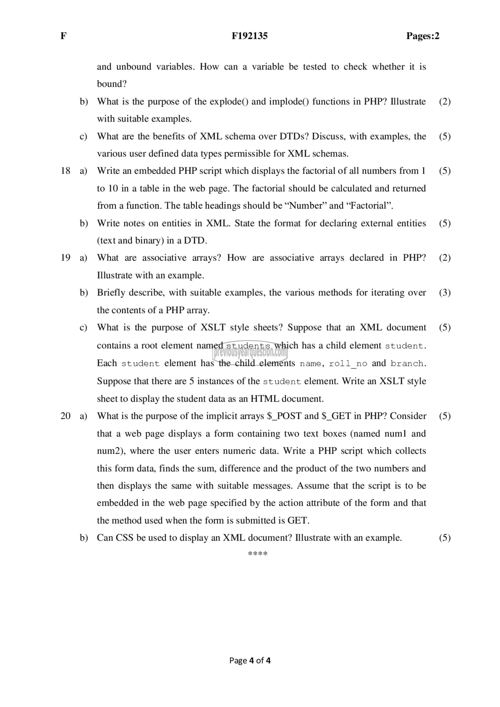 Question Paper - Web Technologies-4